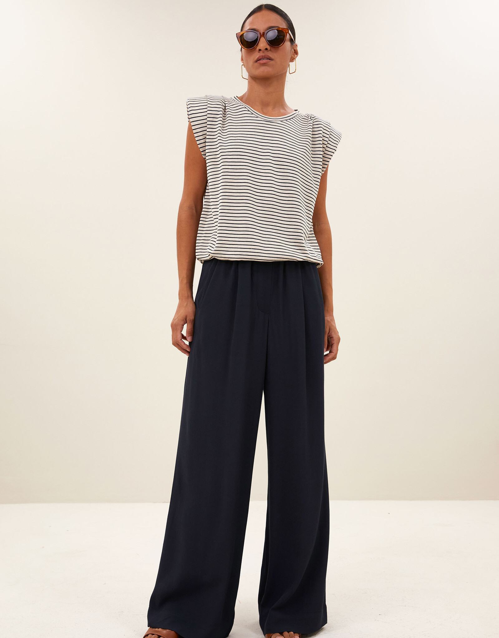 By-bar nilou small stripe top admiral blue stripe