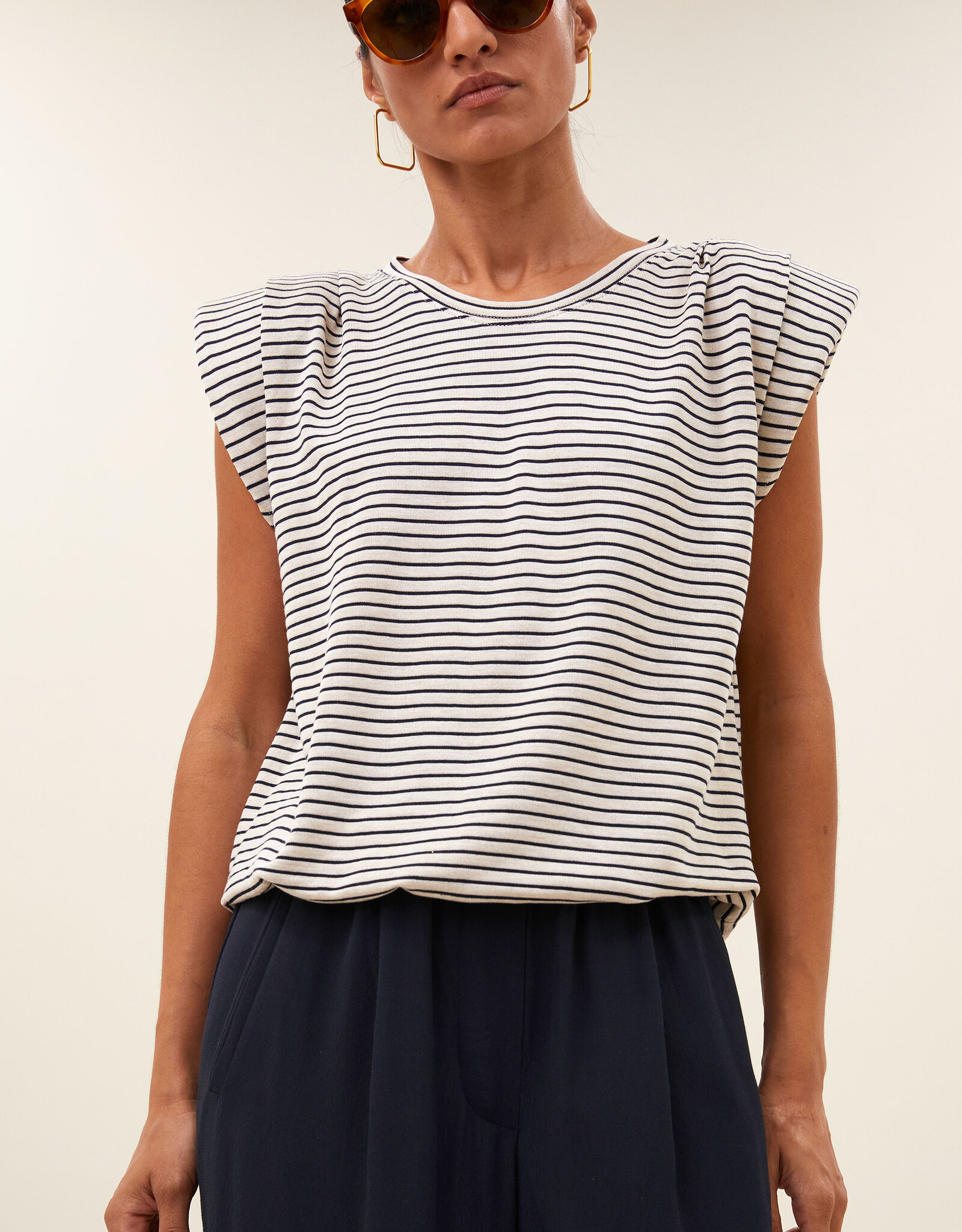 By-bar nilou small stripe top admiral blue stripe