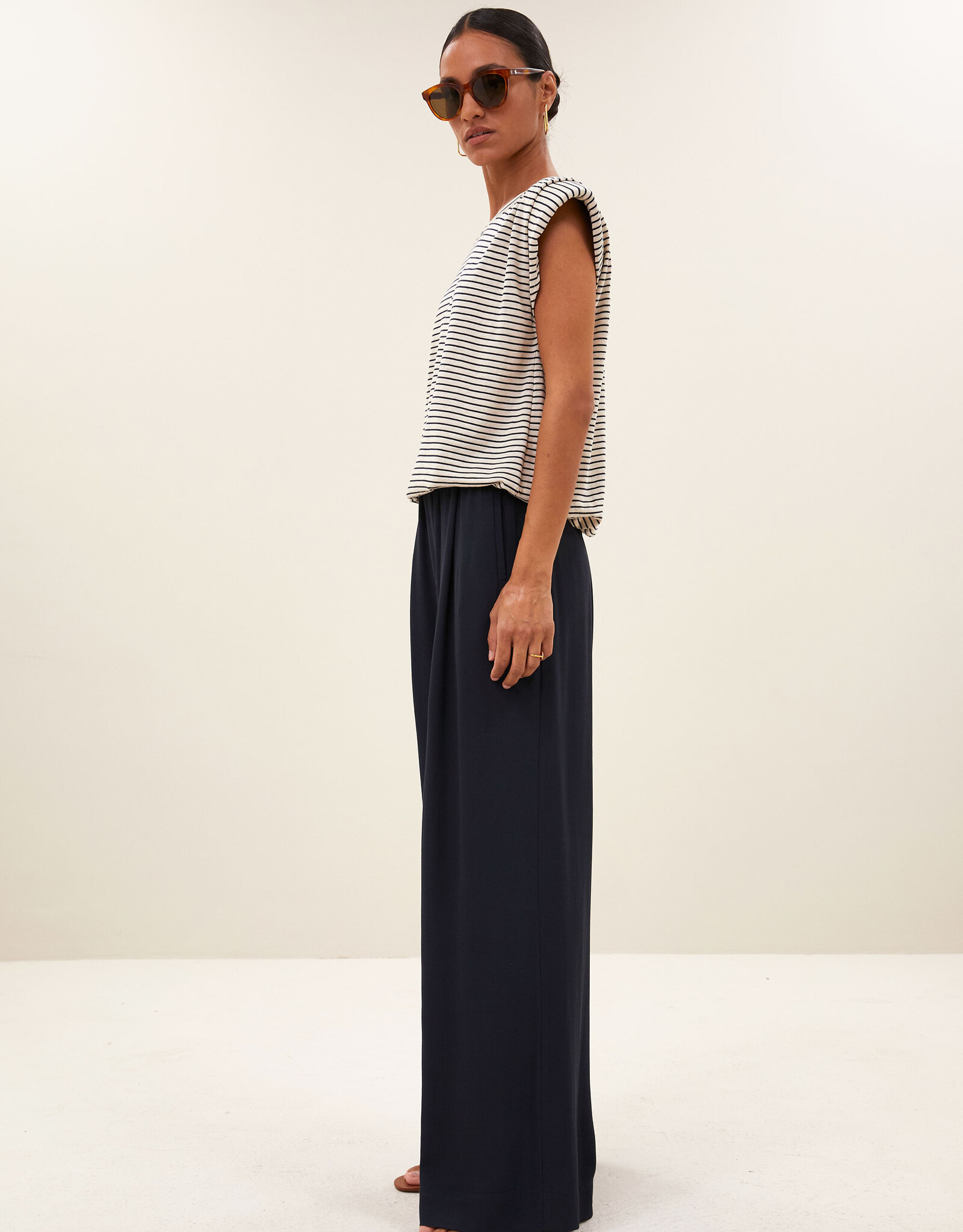 By-bar nilou small stripe top admiral blue stripe