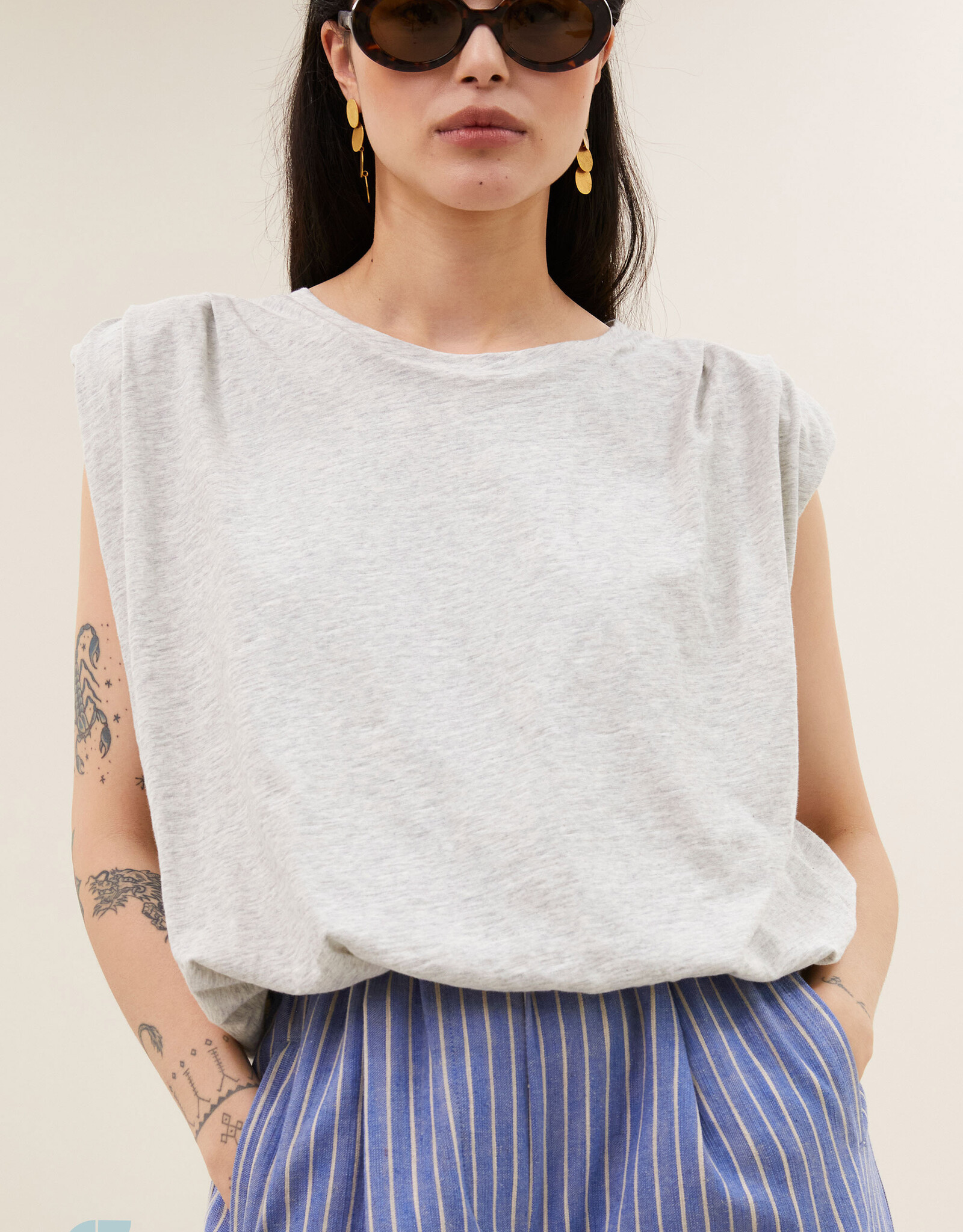 By-bar nilou jersey top grey melee