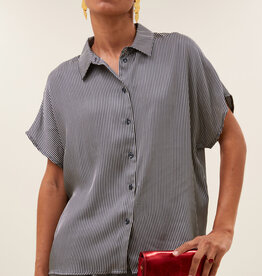 By-bar barley silky stripe blouse jet black stripe