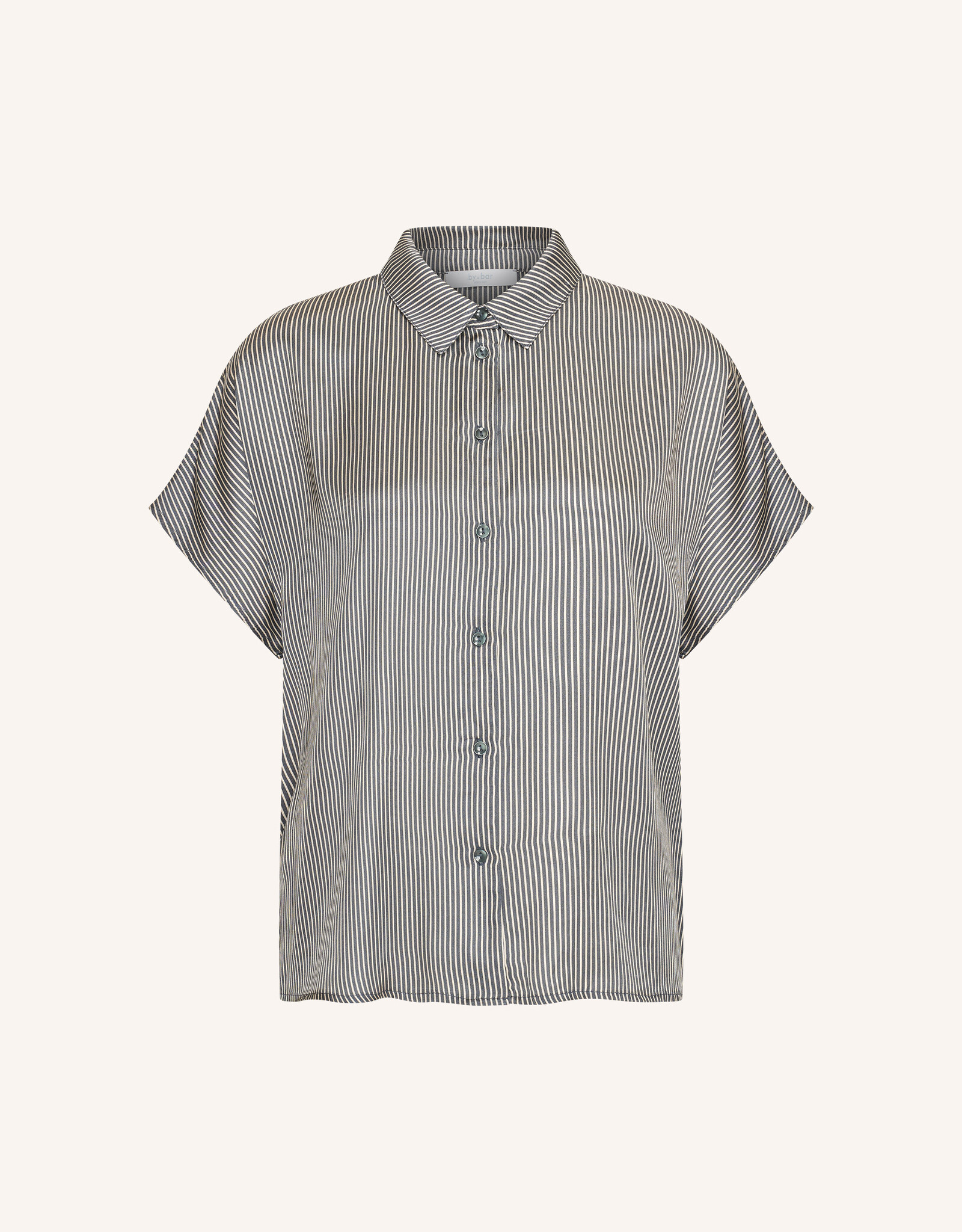 By-bar barley silky stripe blouse jet black stripe