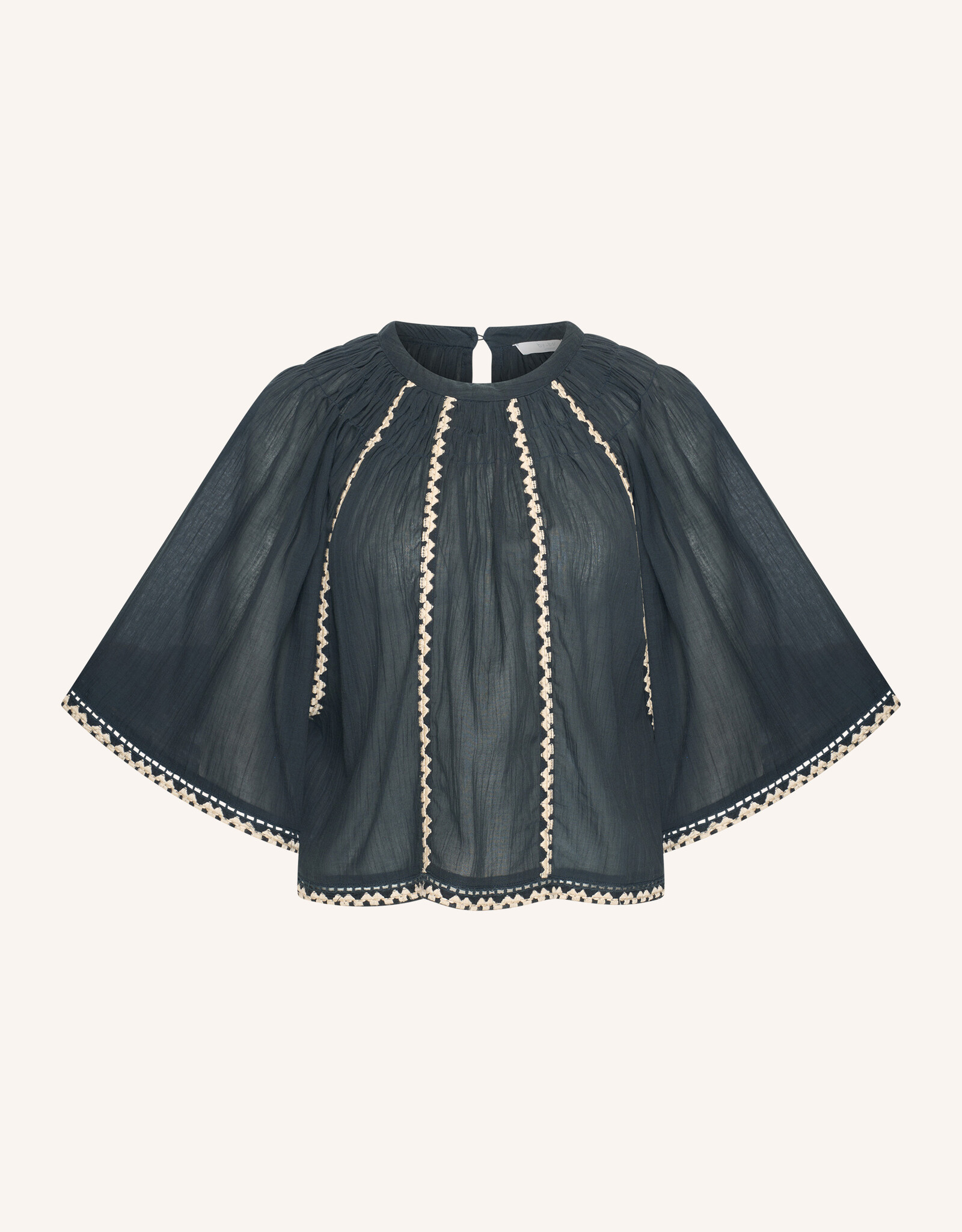 By-bar emmi embroidery blouse charcoal