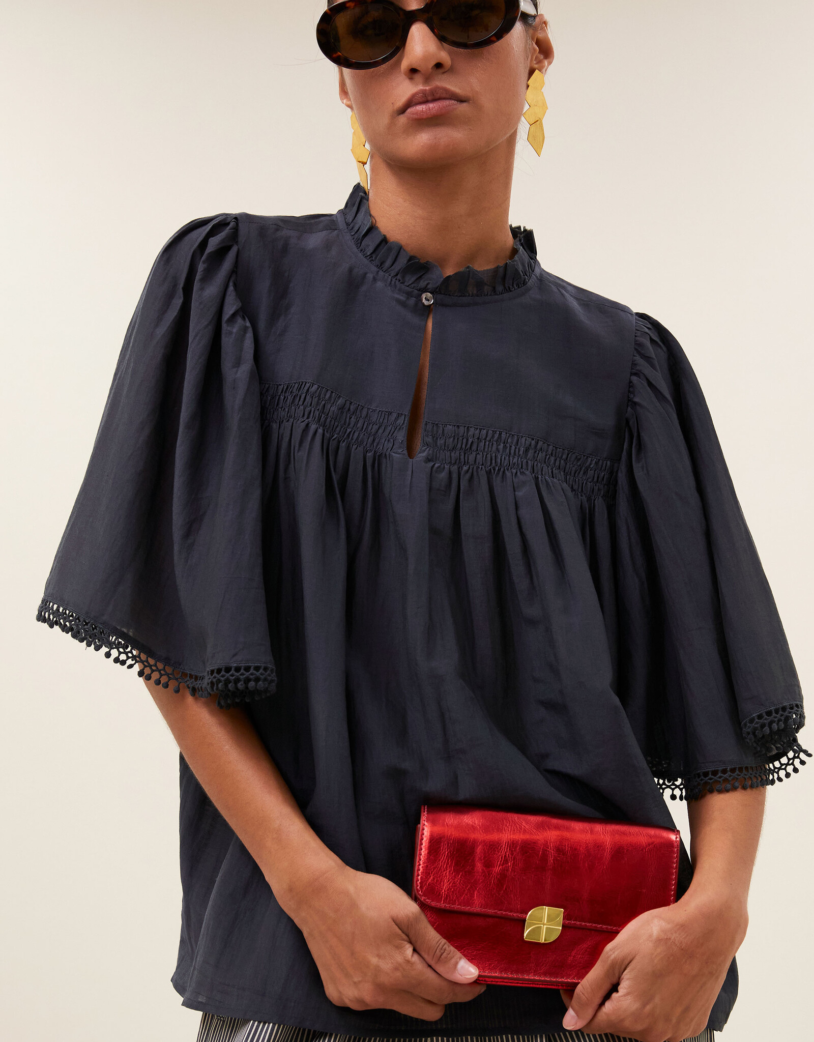 By-bar sanne silk blouse charcoal