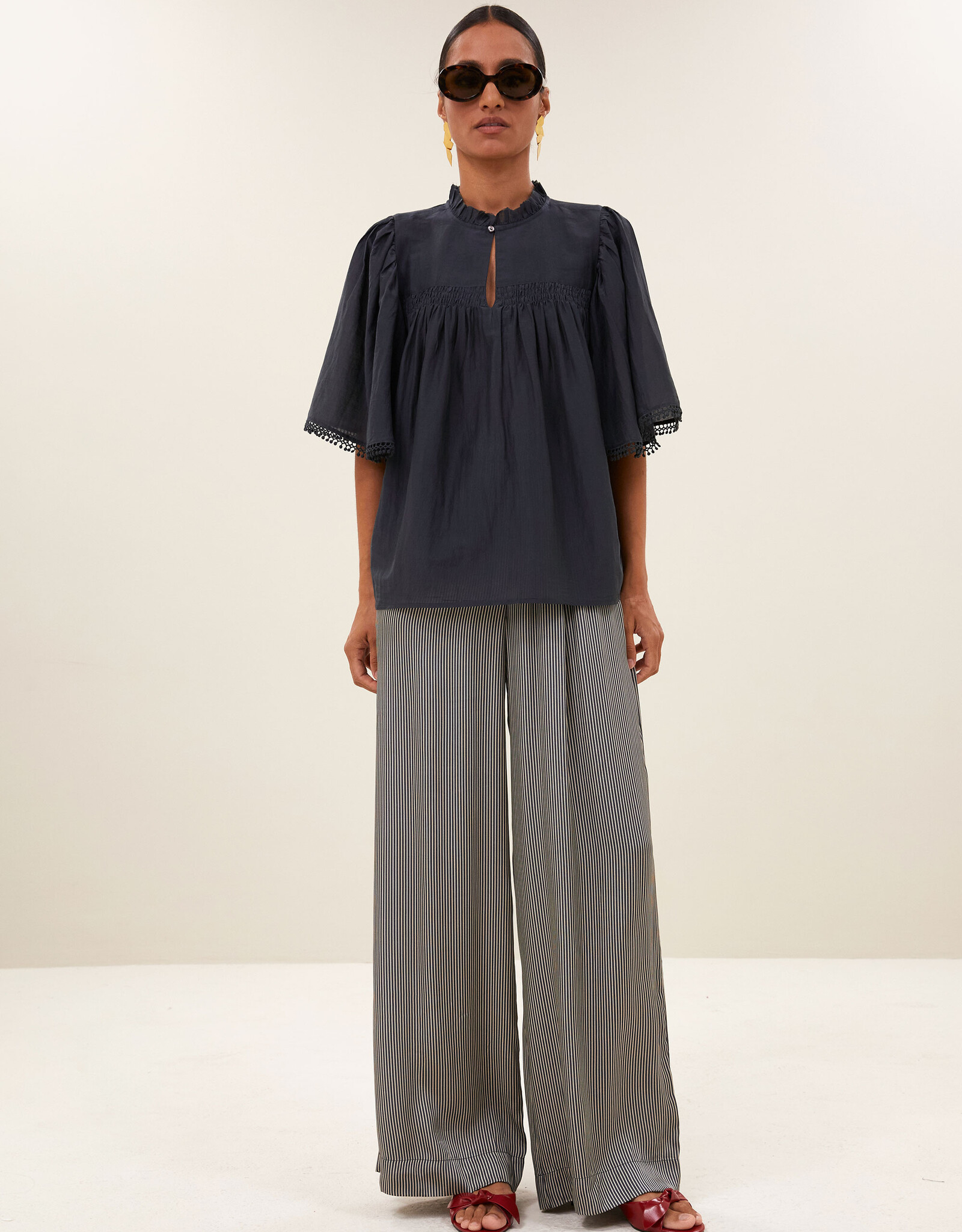 By-bar sanne silk blouse charcoal