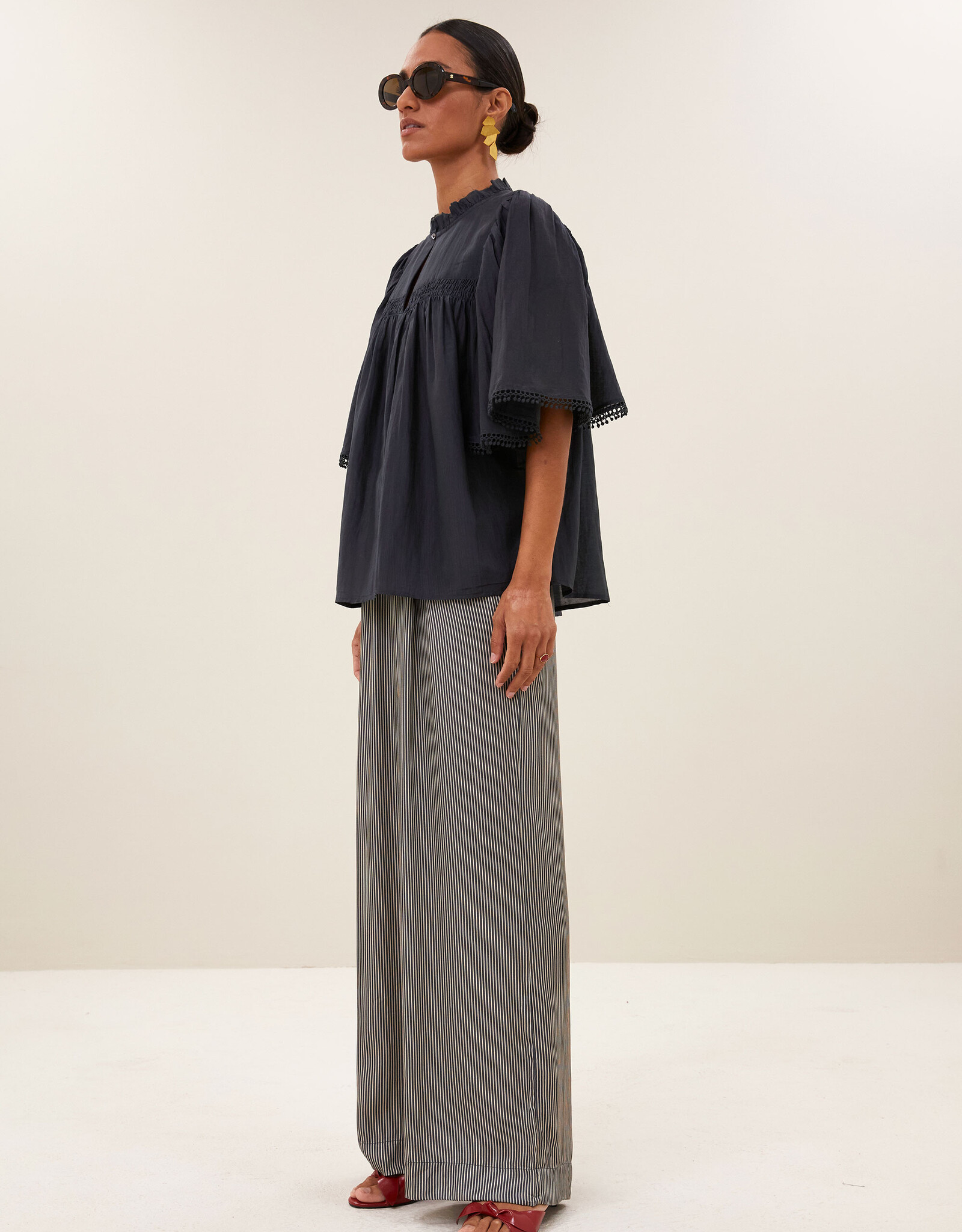 By-bar sanne silk blouse charcoal