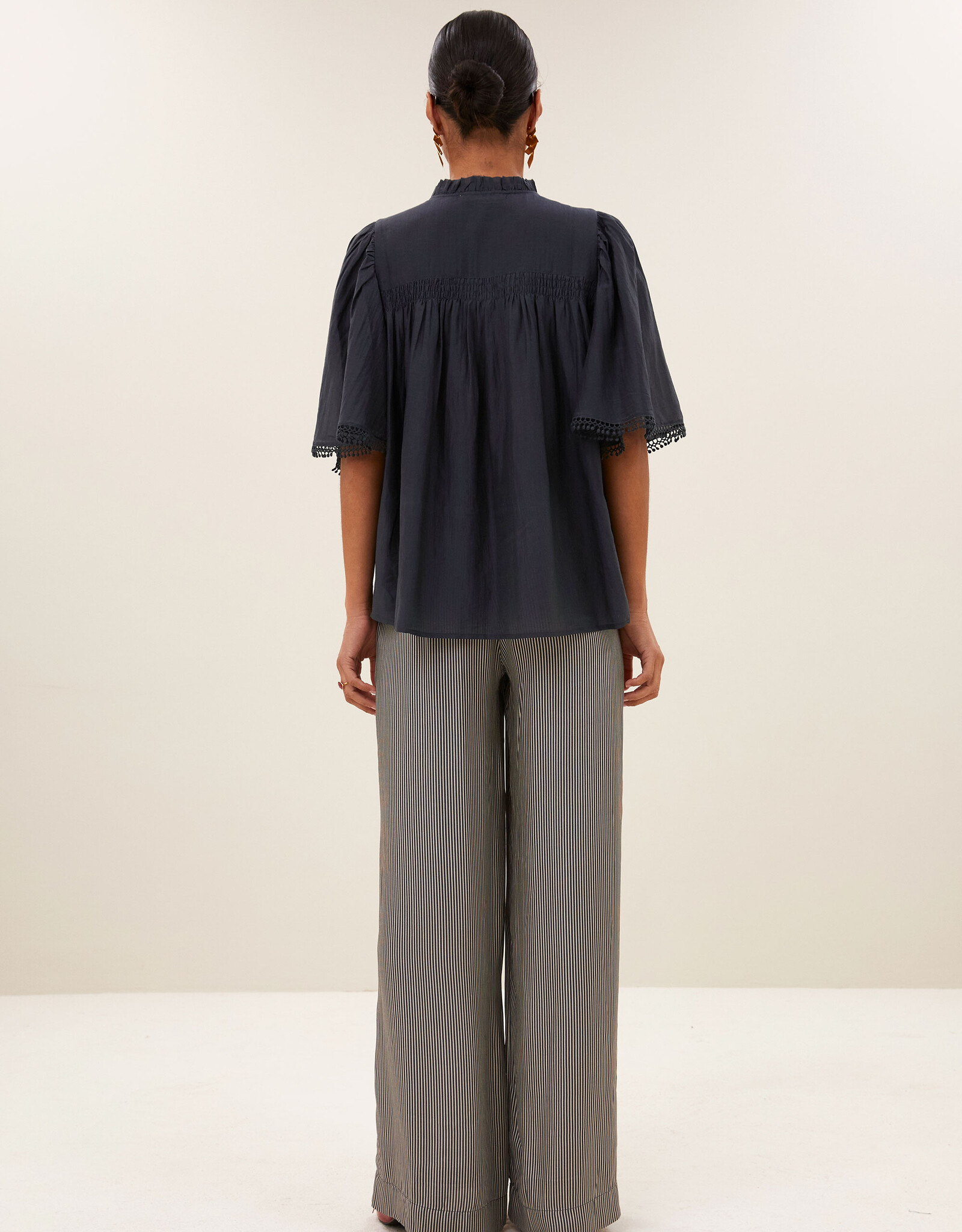 By-bar sanne silk blouse charcoal