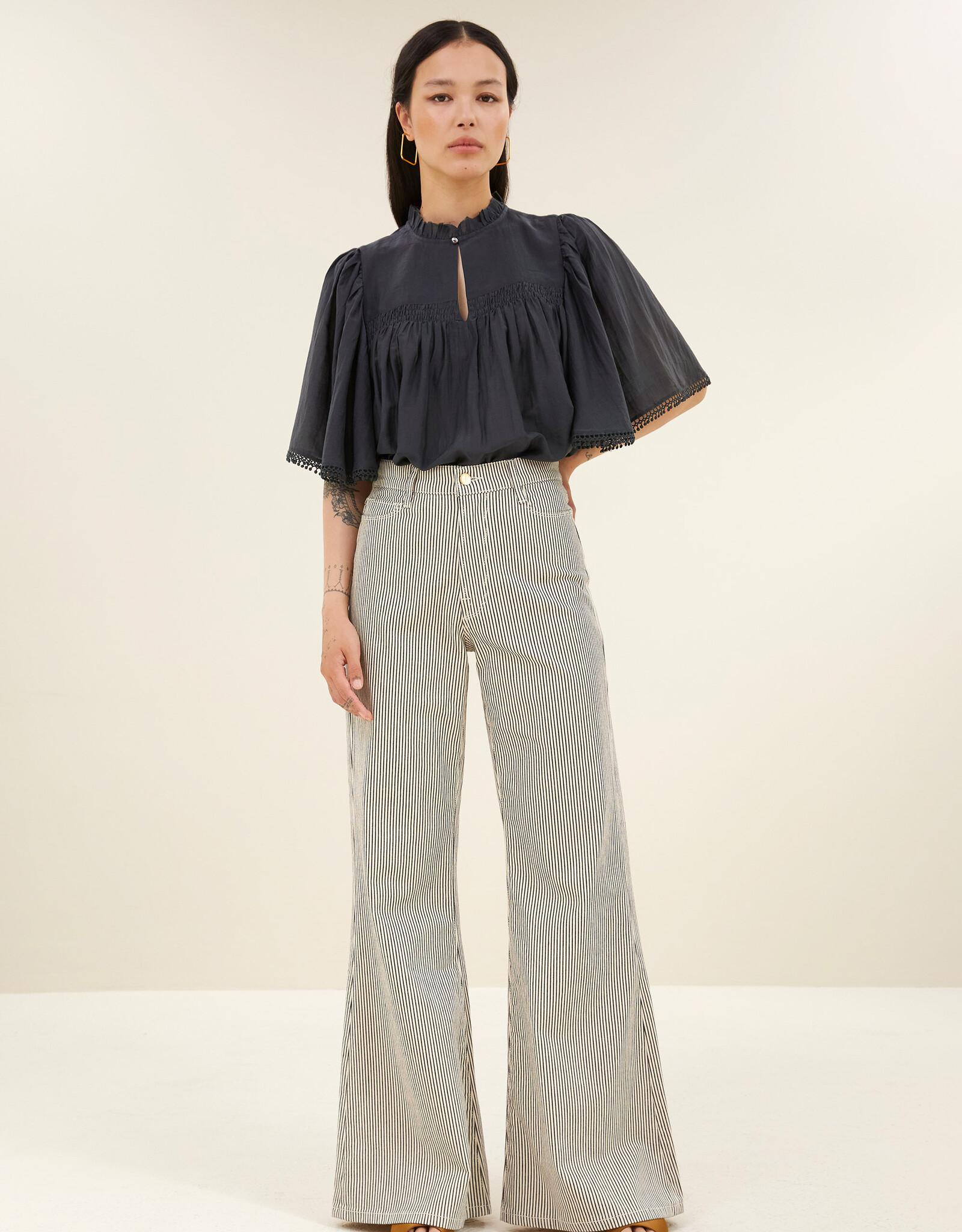 By-bar sanne silk blouse charcoal