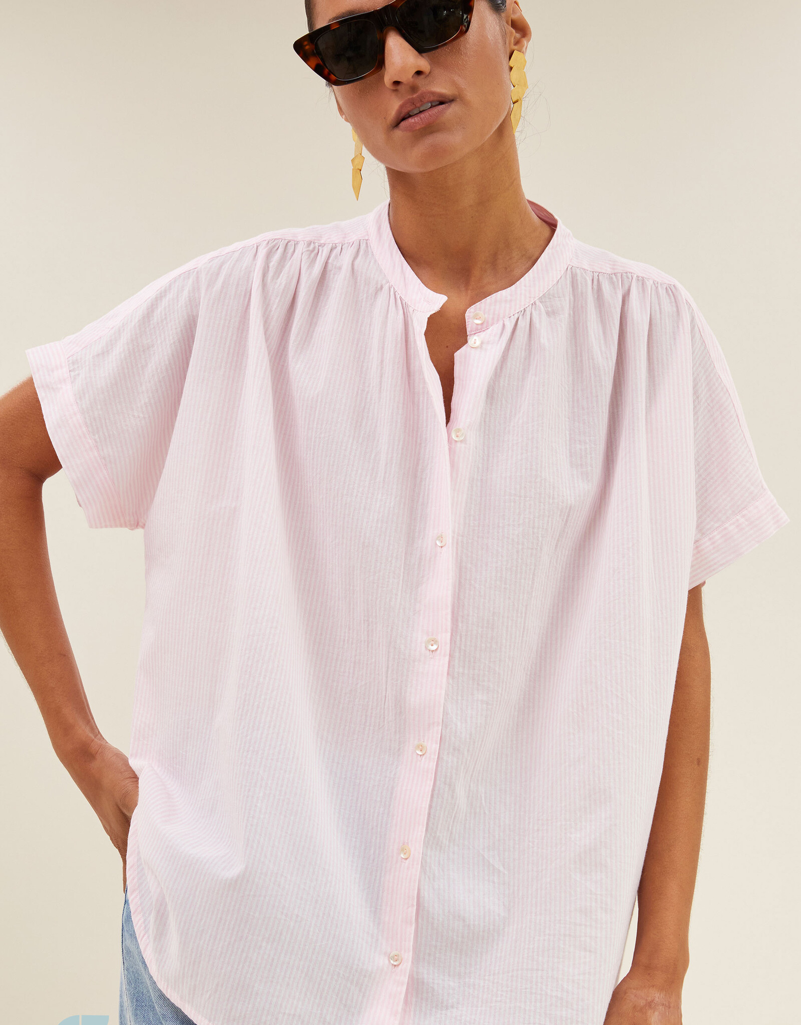 By-bar minte pinstripe blouse pink pin stripe