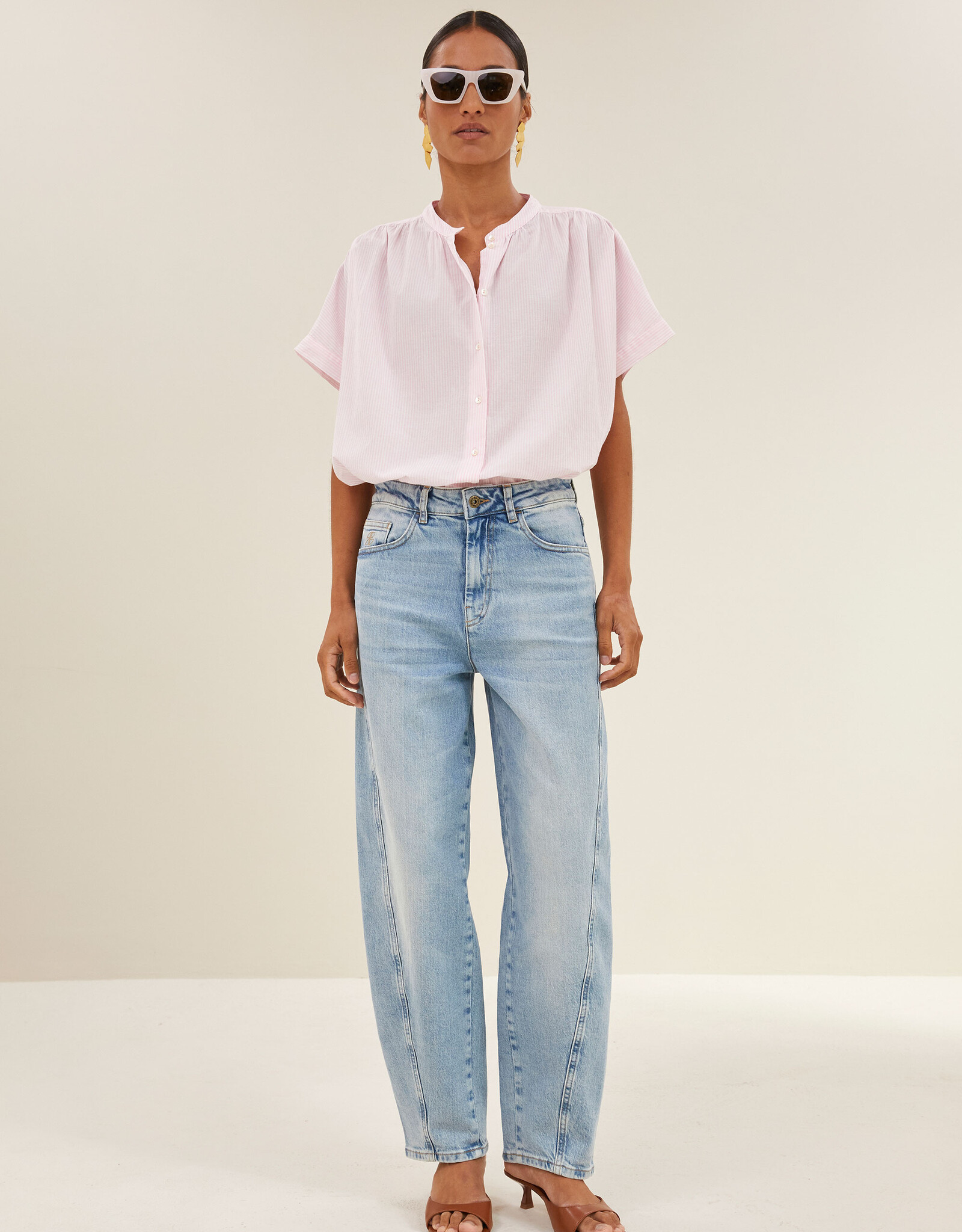 By-bar minte pinstripe blouse pink pin stripe