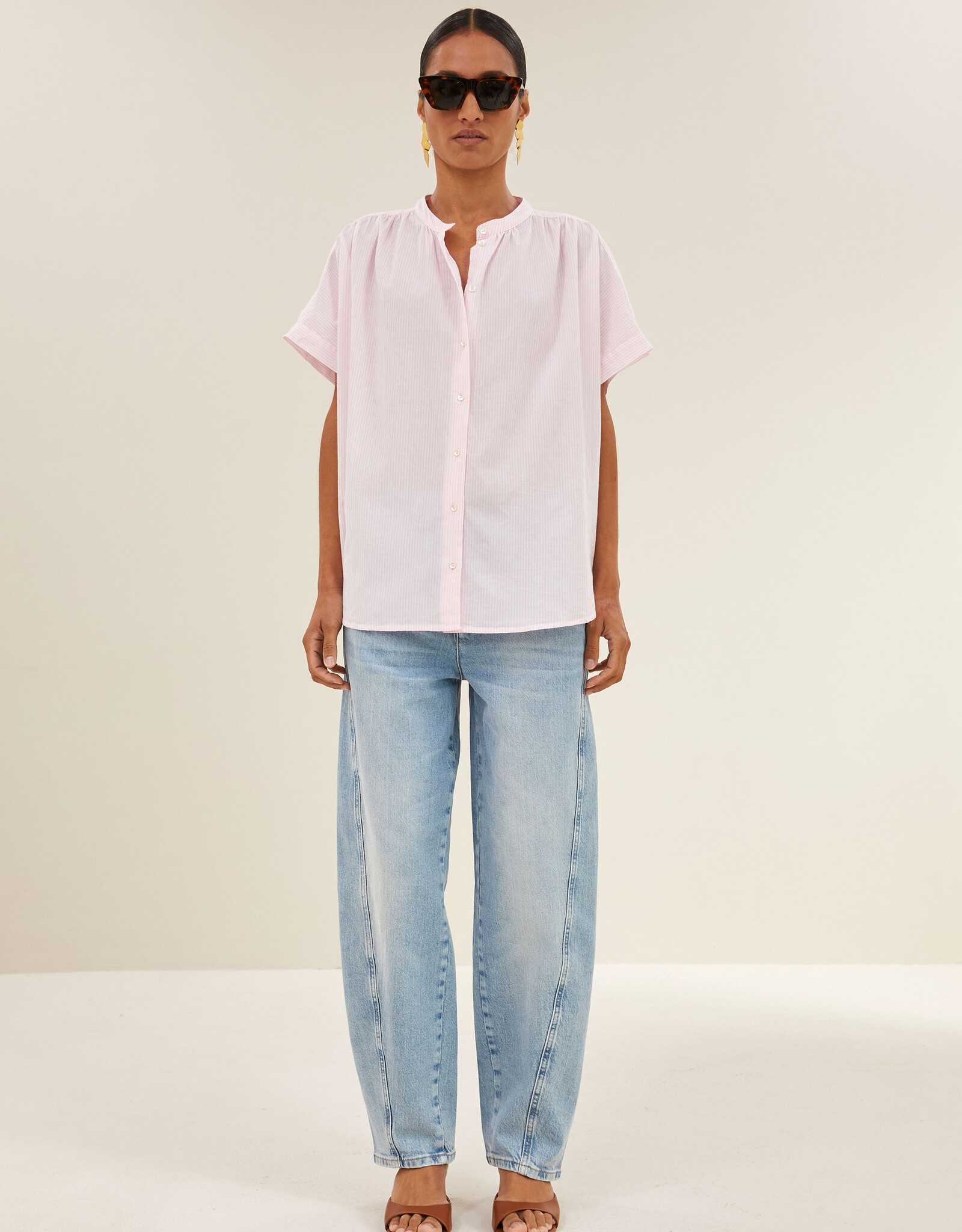 By-bar minte pinstripe blouse pink pin stripe