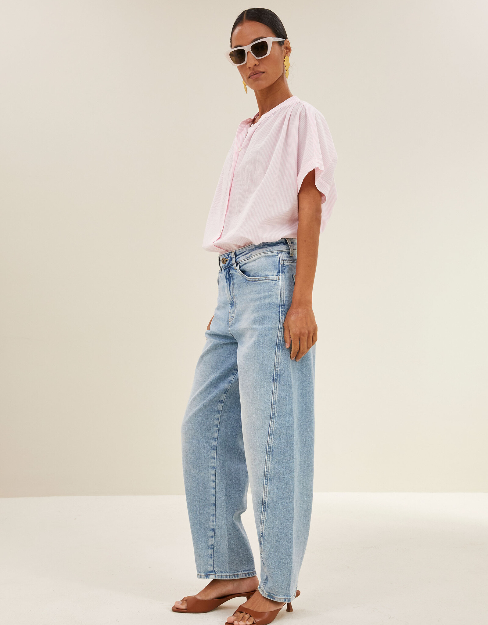 By-bar minte pinstripe blouse pink pin stripe