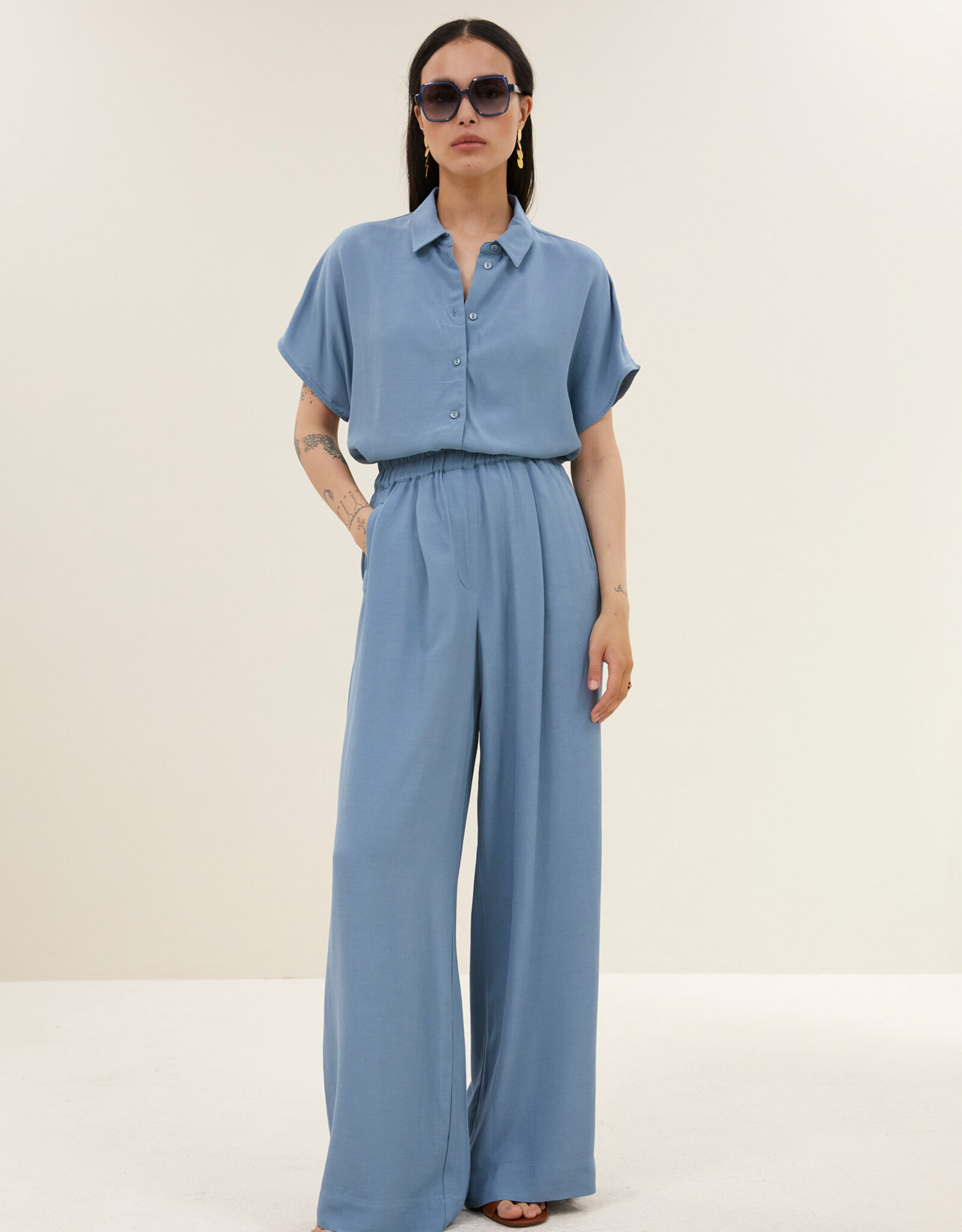 By-bar barley viscose blouse blue stone