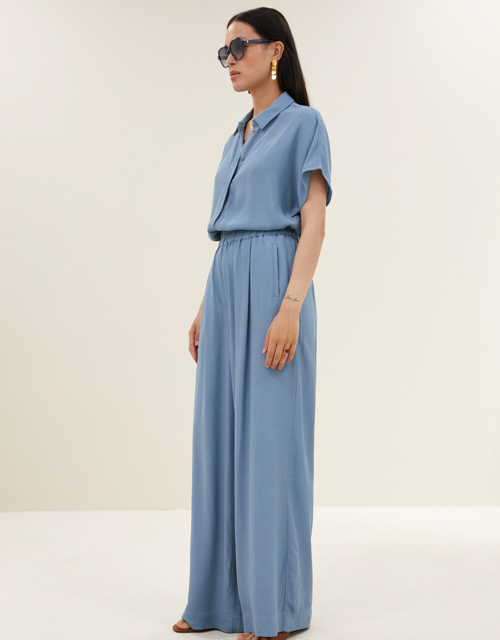 By-bar barley viscose blouse blue stone