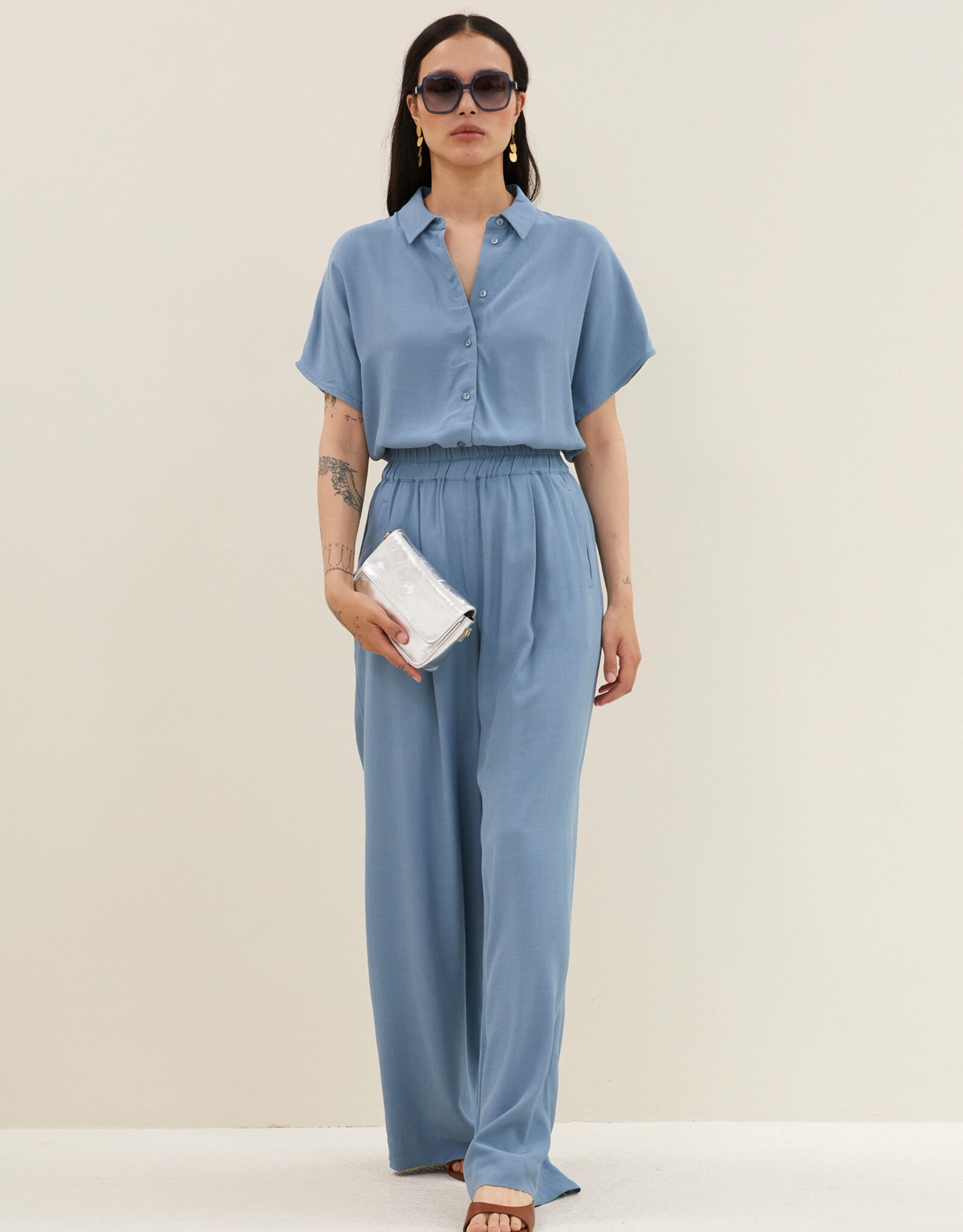 By-bar barley viscose blouse blue stone