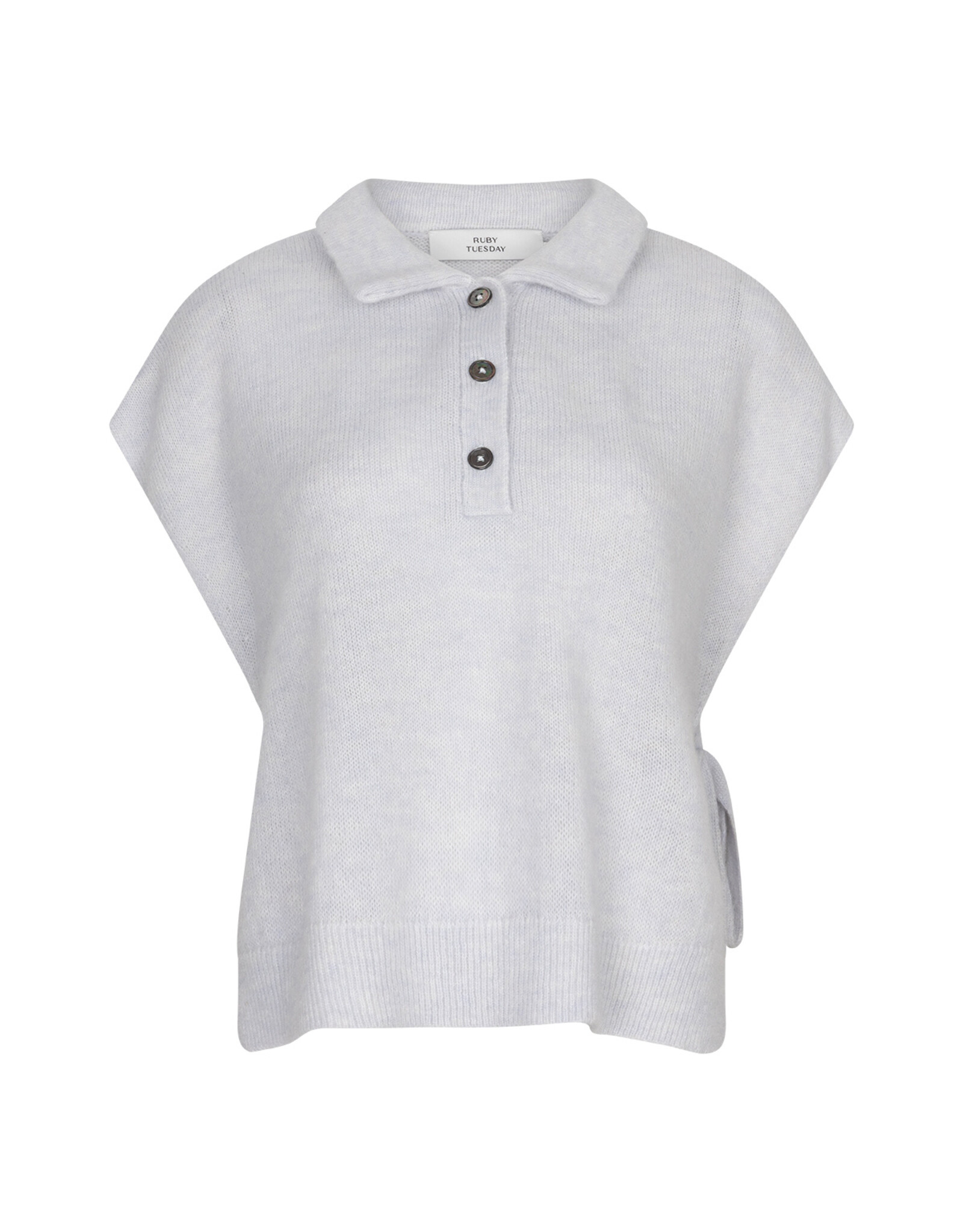 Ruby Tuesday VELIH Alpaca knitted polo strap top Denim blue