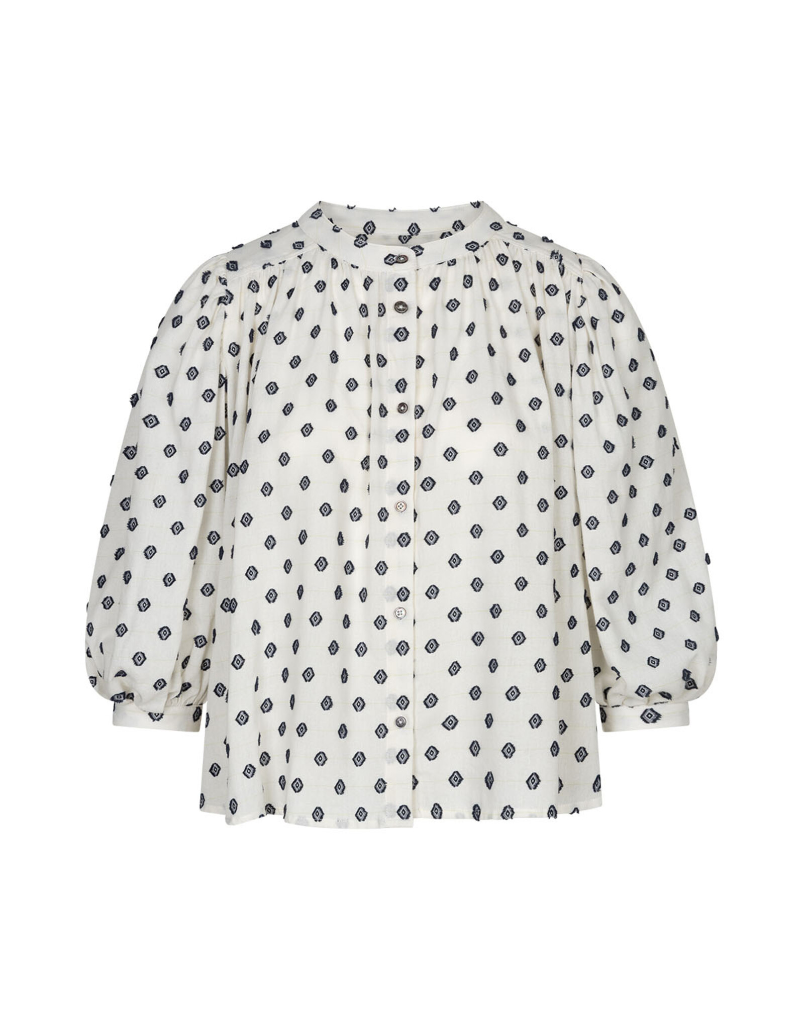 Ruby Tuesday CHERESE Collarles pleats blouse Black OA print