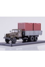 KrAZ KrAZ-257B1 FLATBED TRUCK WITH TWO CONTAINERS(khaki/grey)