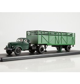 ZiL ZiL-MMZ-164AN TRACTOR TRUCK WITH SEMI TRAILER ODAZ-857B FOR ANIMALS TRANSPORT(dark green)