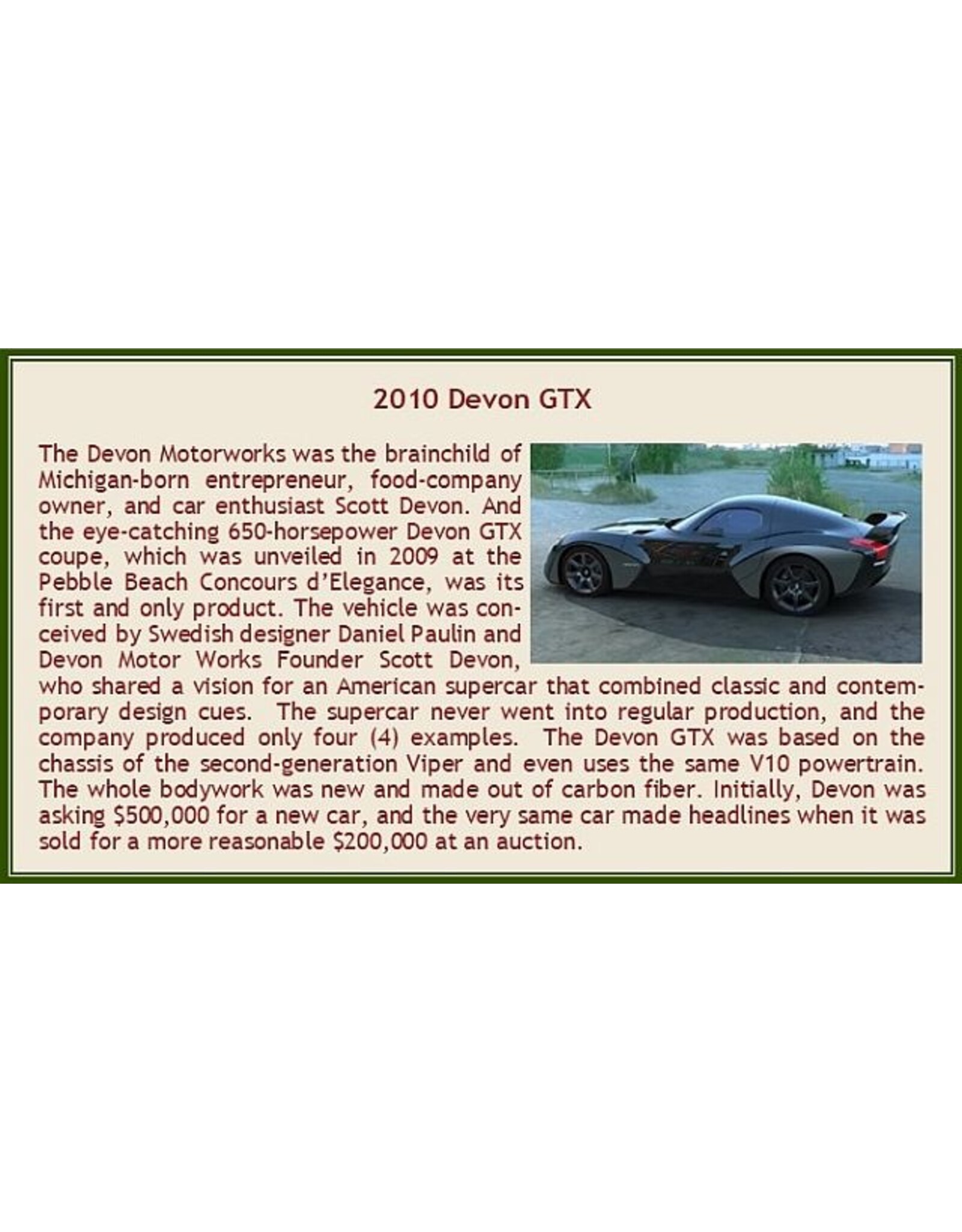 DEVON Devon GTX Sport coupé(2010)back spoiler(black chrome)