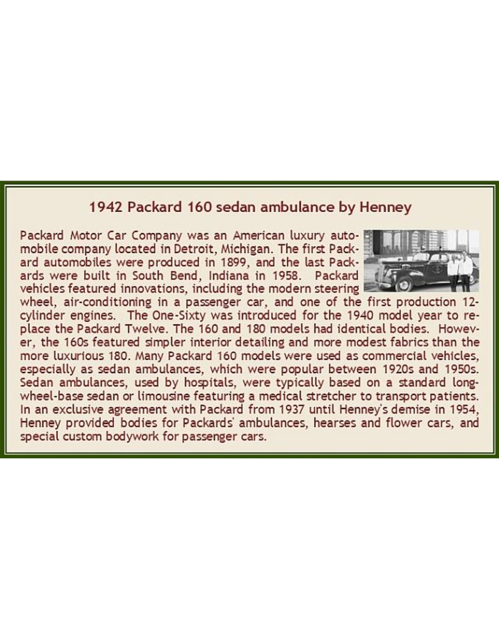 Packard by Henney Packard 160(1942)sedan Ambulance by Henney(darkblue/white)