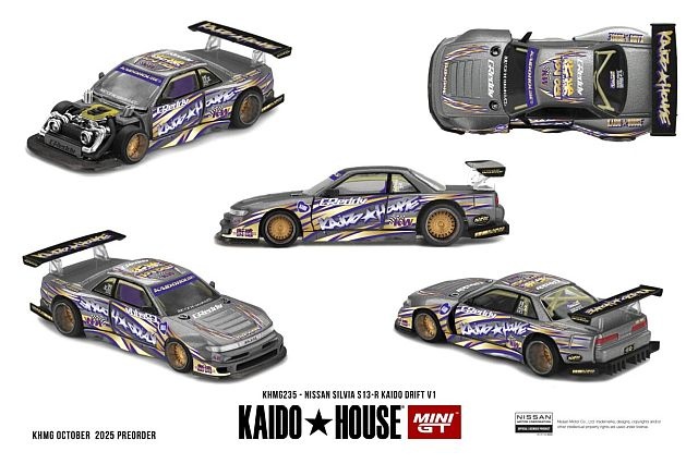 Nissan Silvia S13 ドリフトミニカー Pre-Order* Kaido House x Mini GT - Nissan Silvia S13-R Kaido Drift