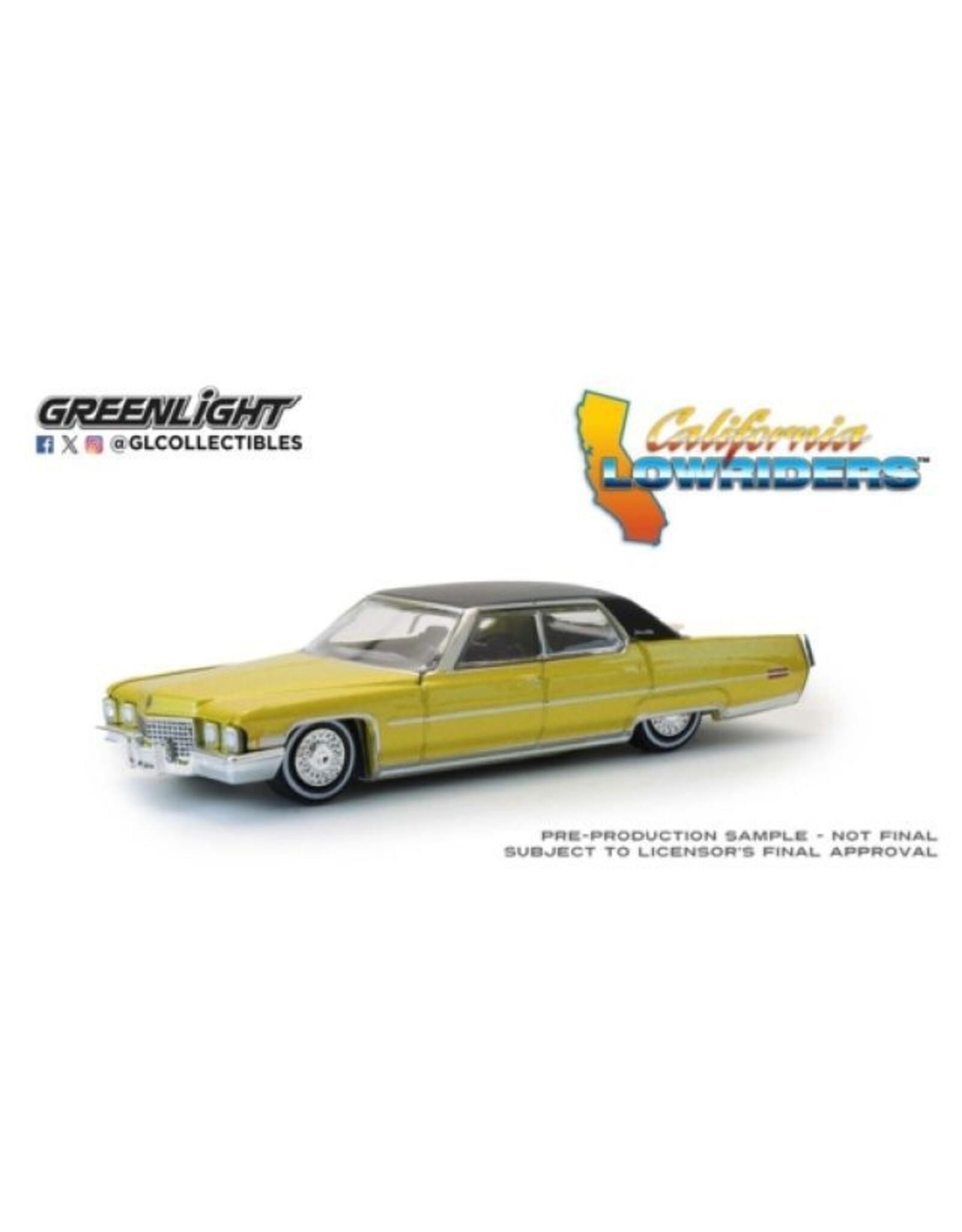 Cadillac(General Motors) Cadillac Sedan DeVille lowrider(1971)gold/black roof.