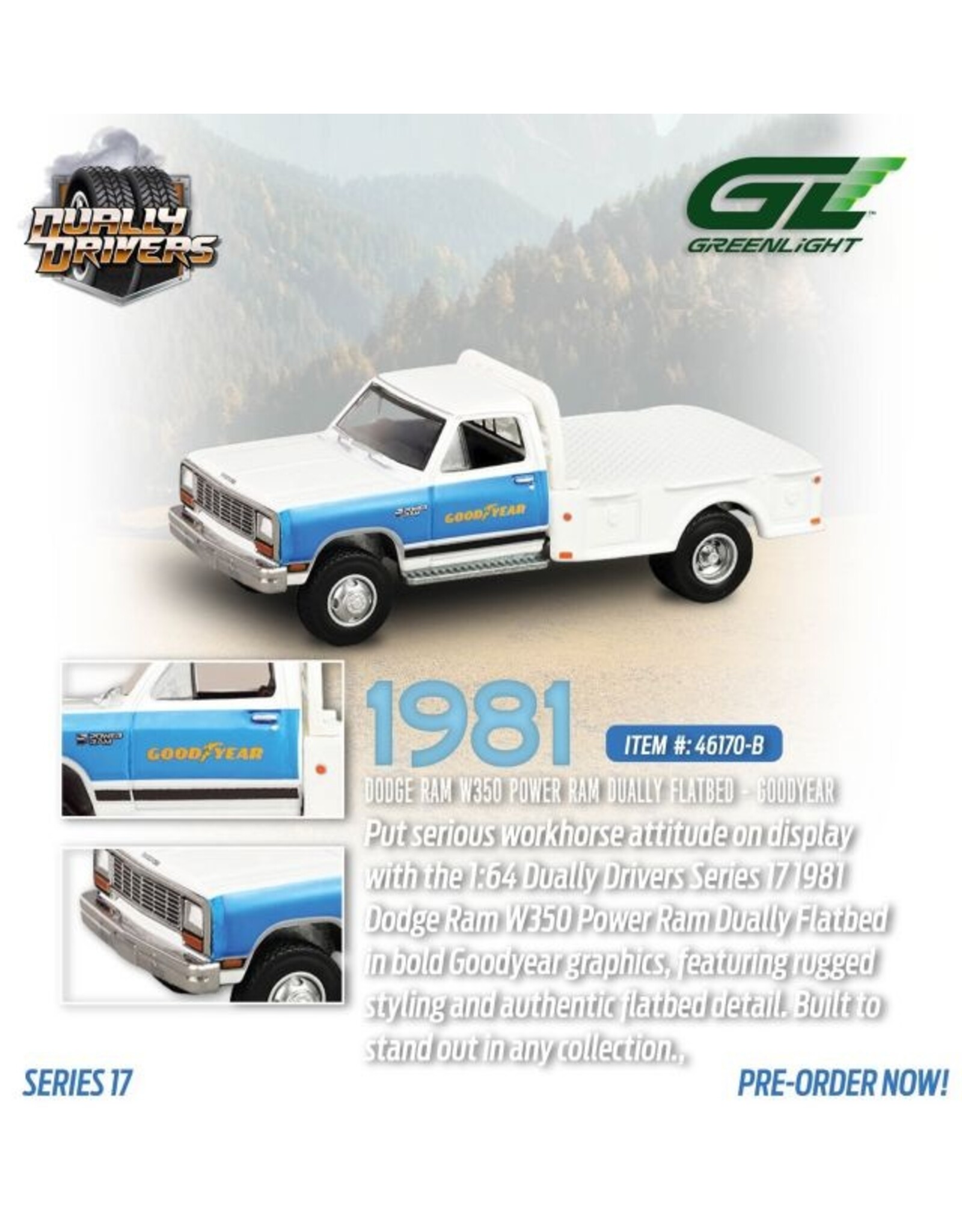 Dodge(Chrysler) Dodge RAM W350 Dually flatbed(Goodyear)gloss white(1981)