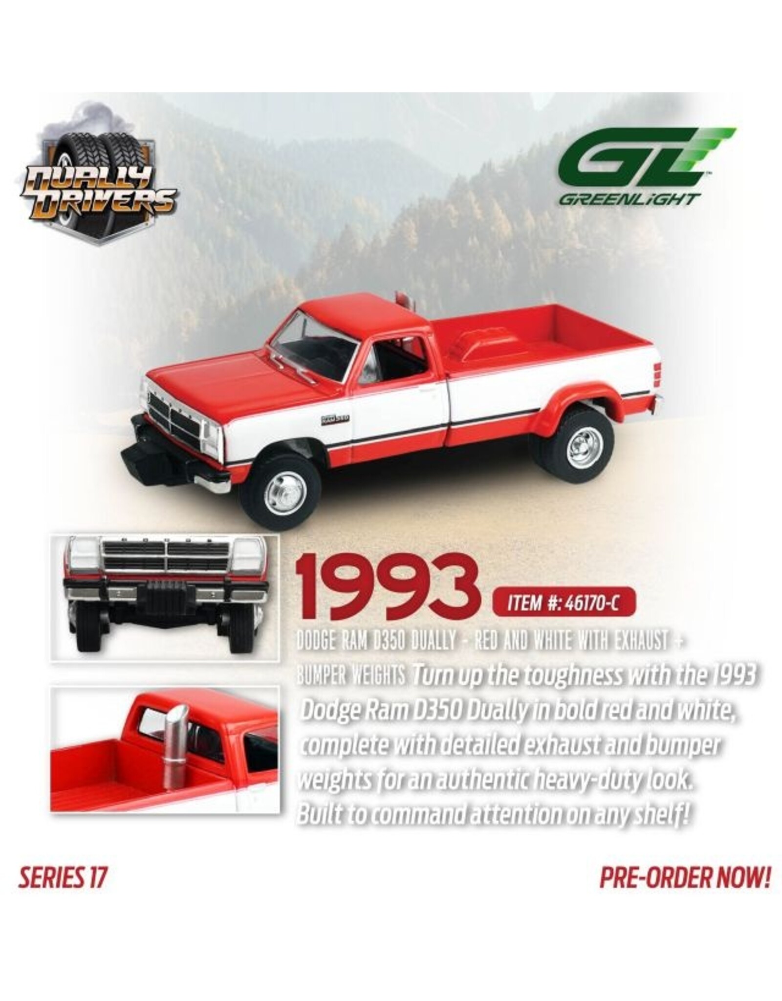 Dodge(Chrysler) Dodge RAM D350 Dually(w.exhaust + bumper weight)red and white(1993)