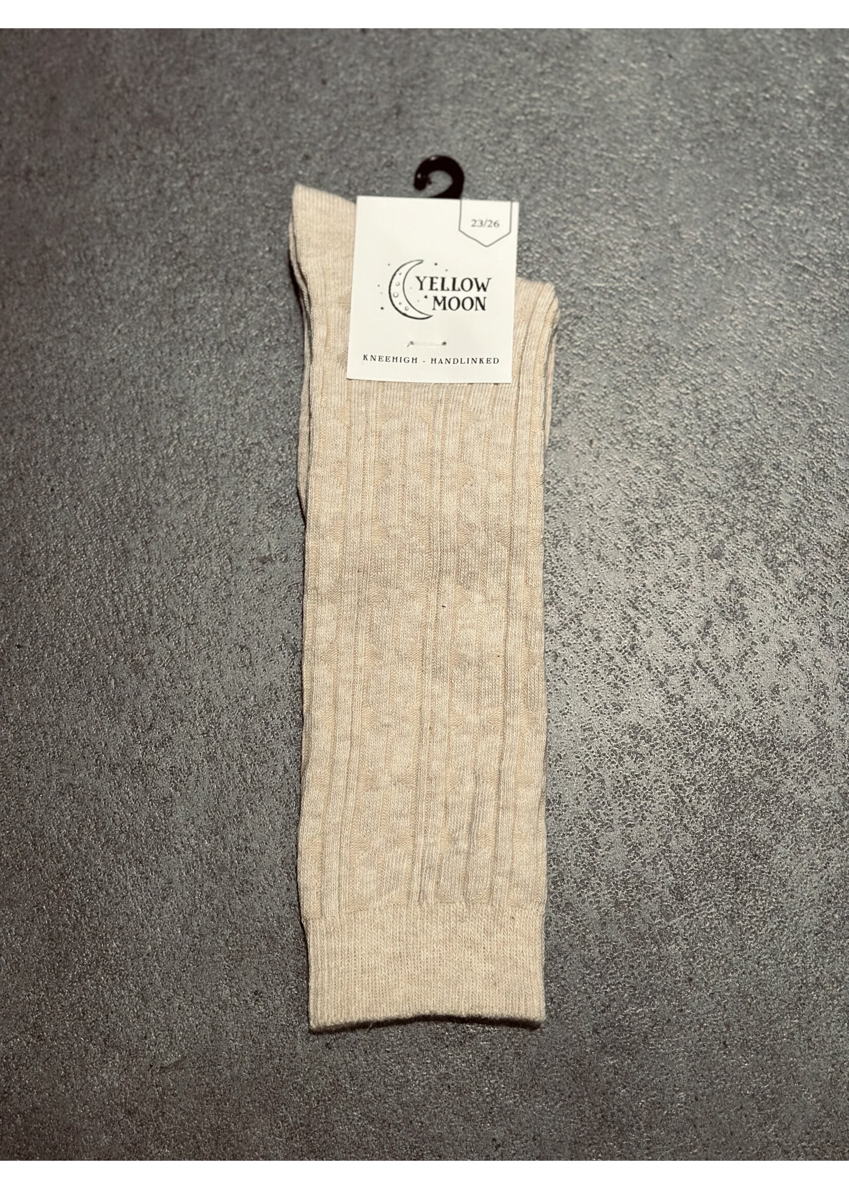 Yellowmoon kniekous beige ribbel