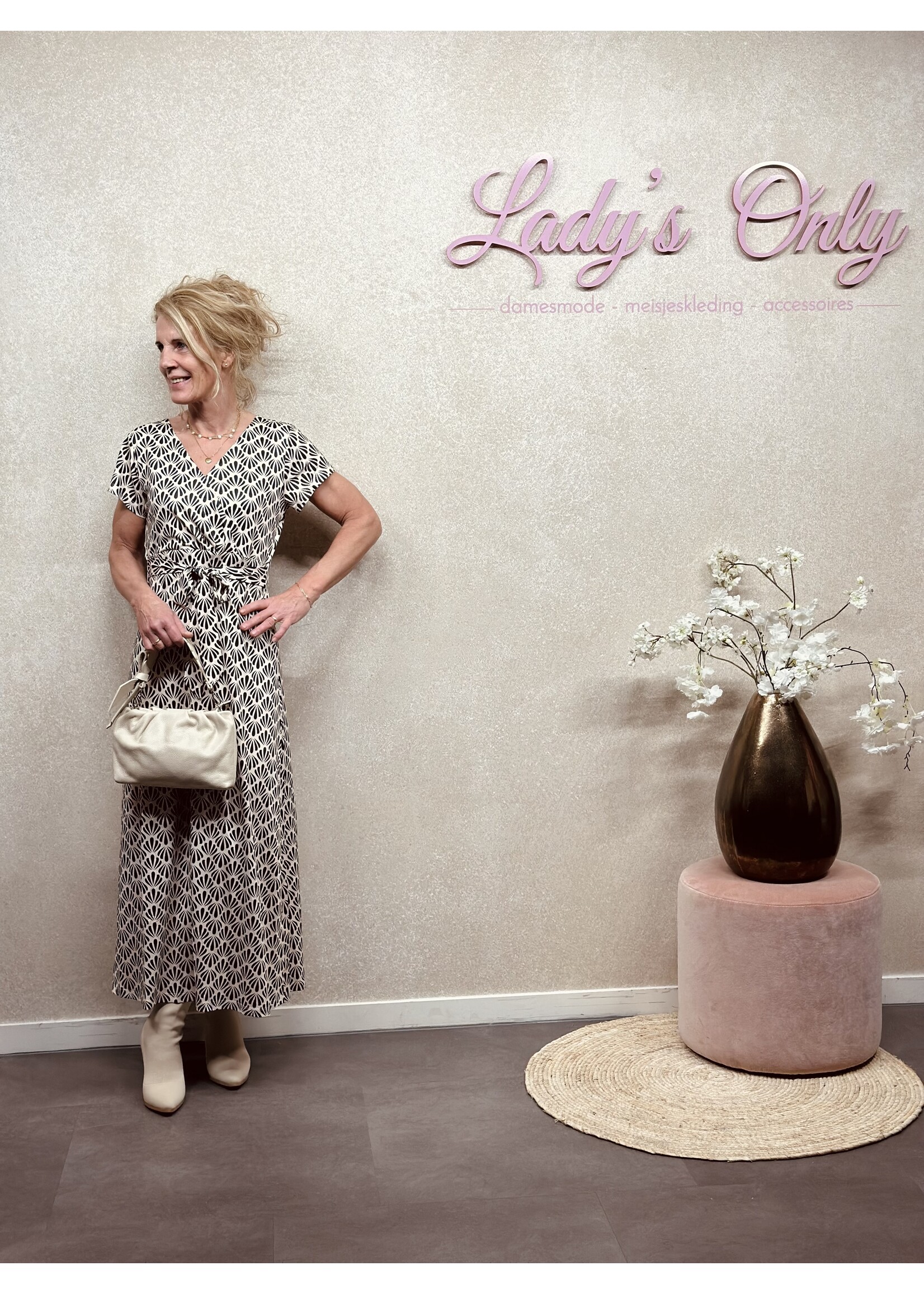 Smashed Lemon Smashed Lemon Steffie dress beige/black print