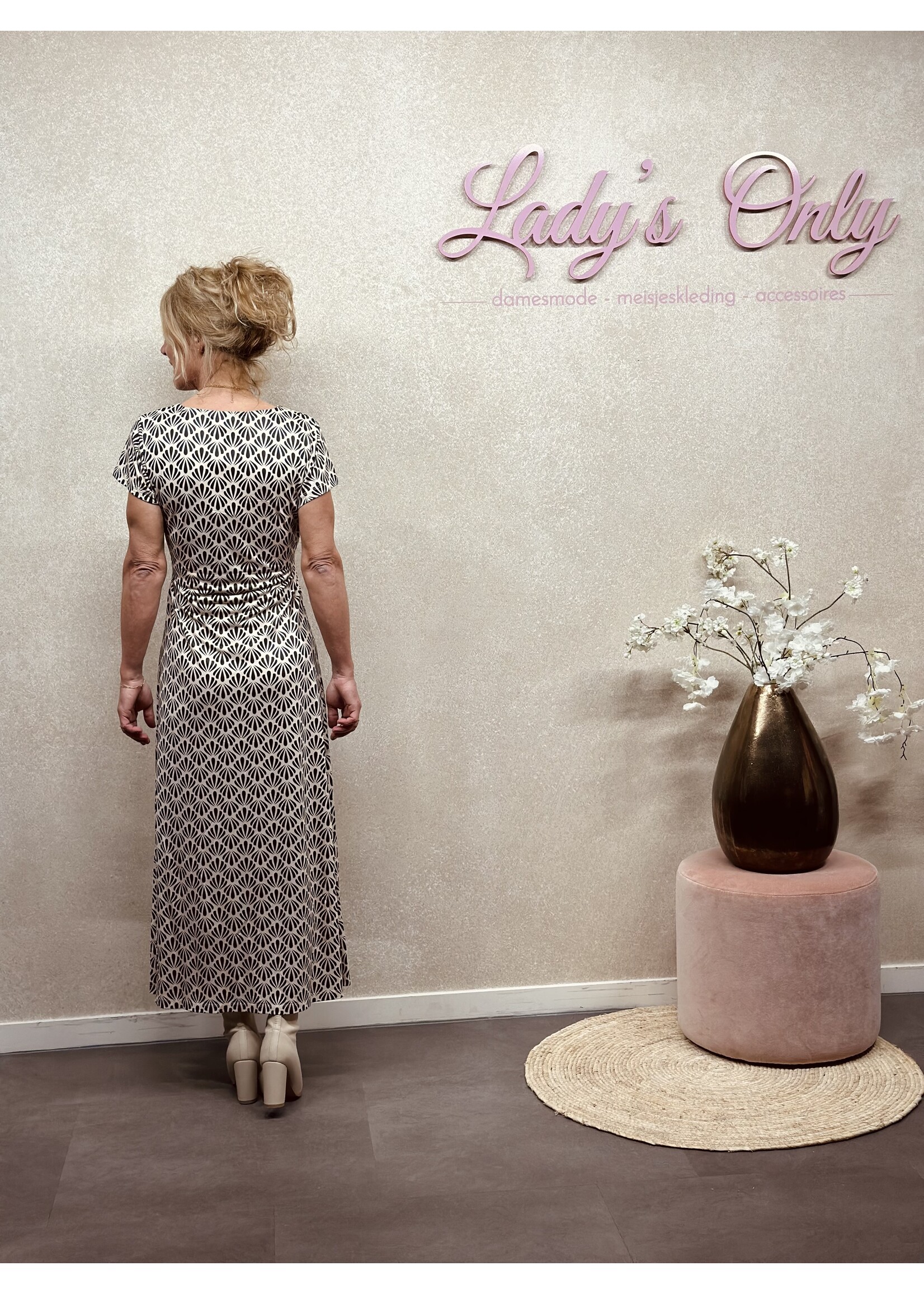Smashed Lemon Smashed Lemon Steffie dress beige/black print