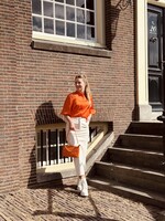 Maxime long leather look skirt ofwhite