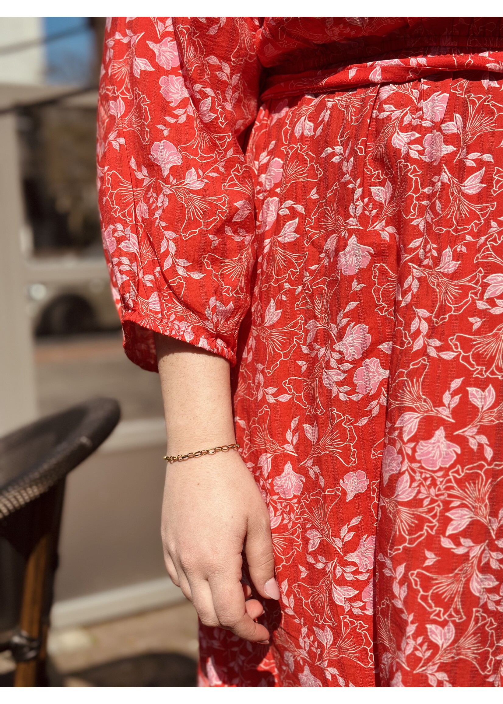 Smashed Lemon Smashed Lemon Jarel long dress pink/red print