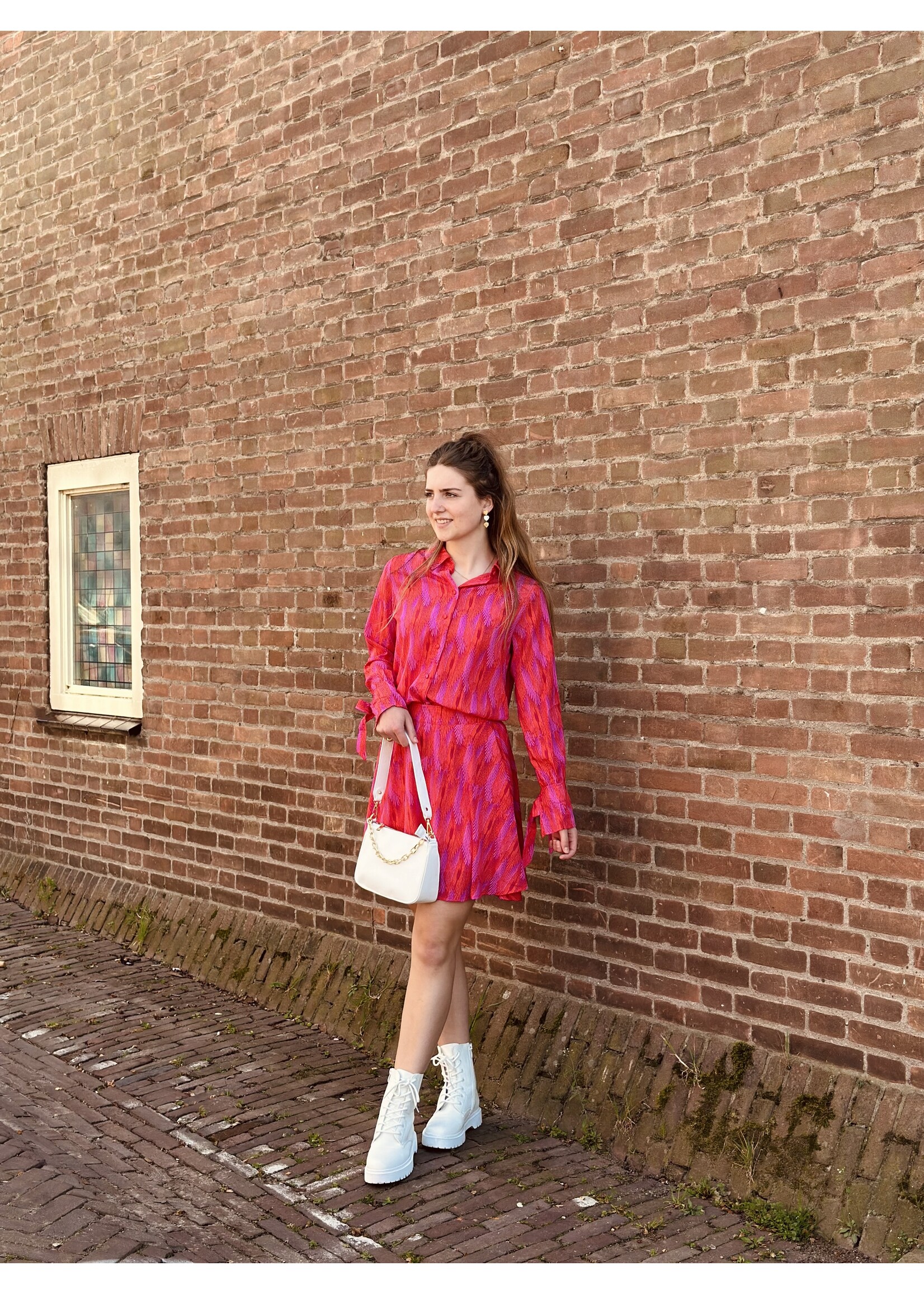 Lofty Manner Lofty Manner Fem blouse pink/red print
