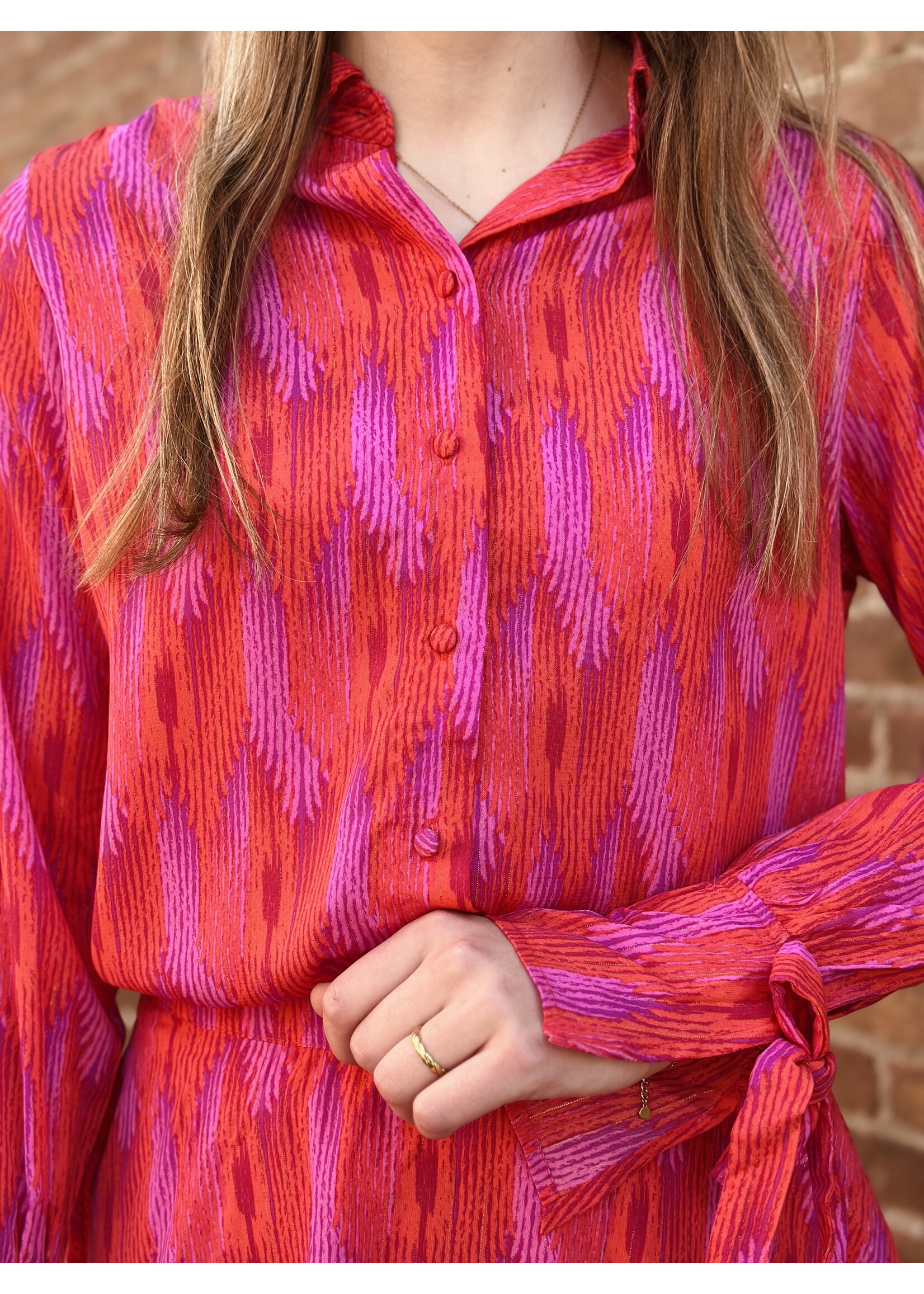 Lofty Manner Lofty Manner Fem blouse pink/red print