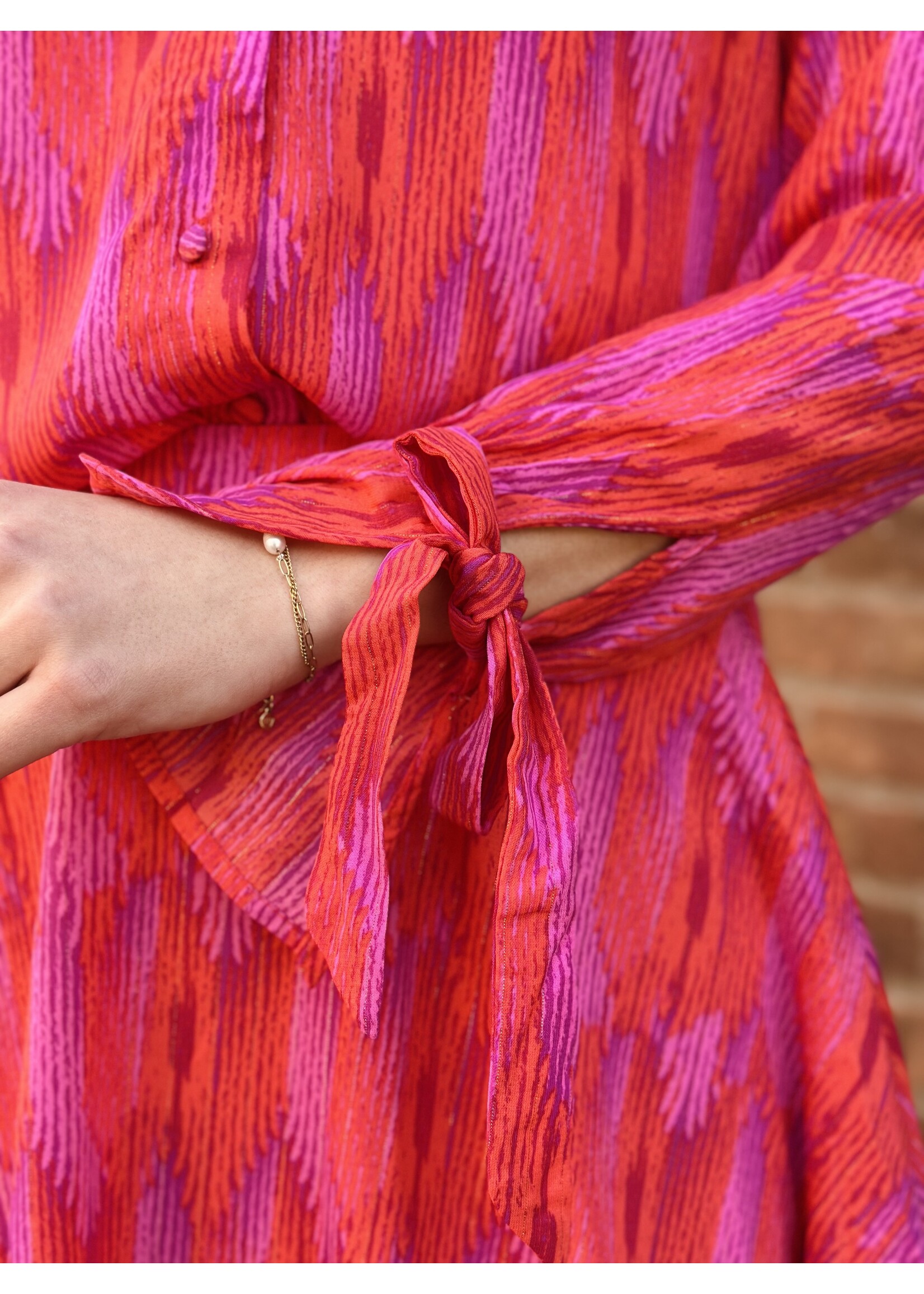 Lofty Manner Lofty Manner Fem blouse pink/red print