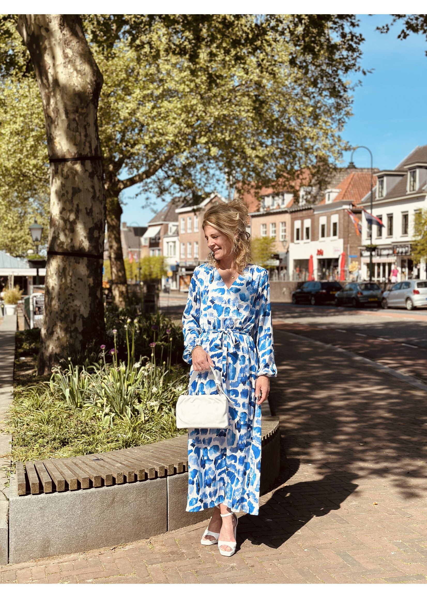 Smashed Lemon Smashed Lemon Rozemarie long dress blue/ white