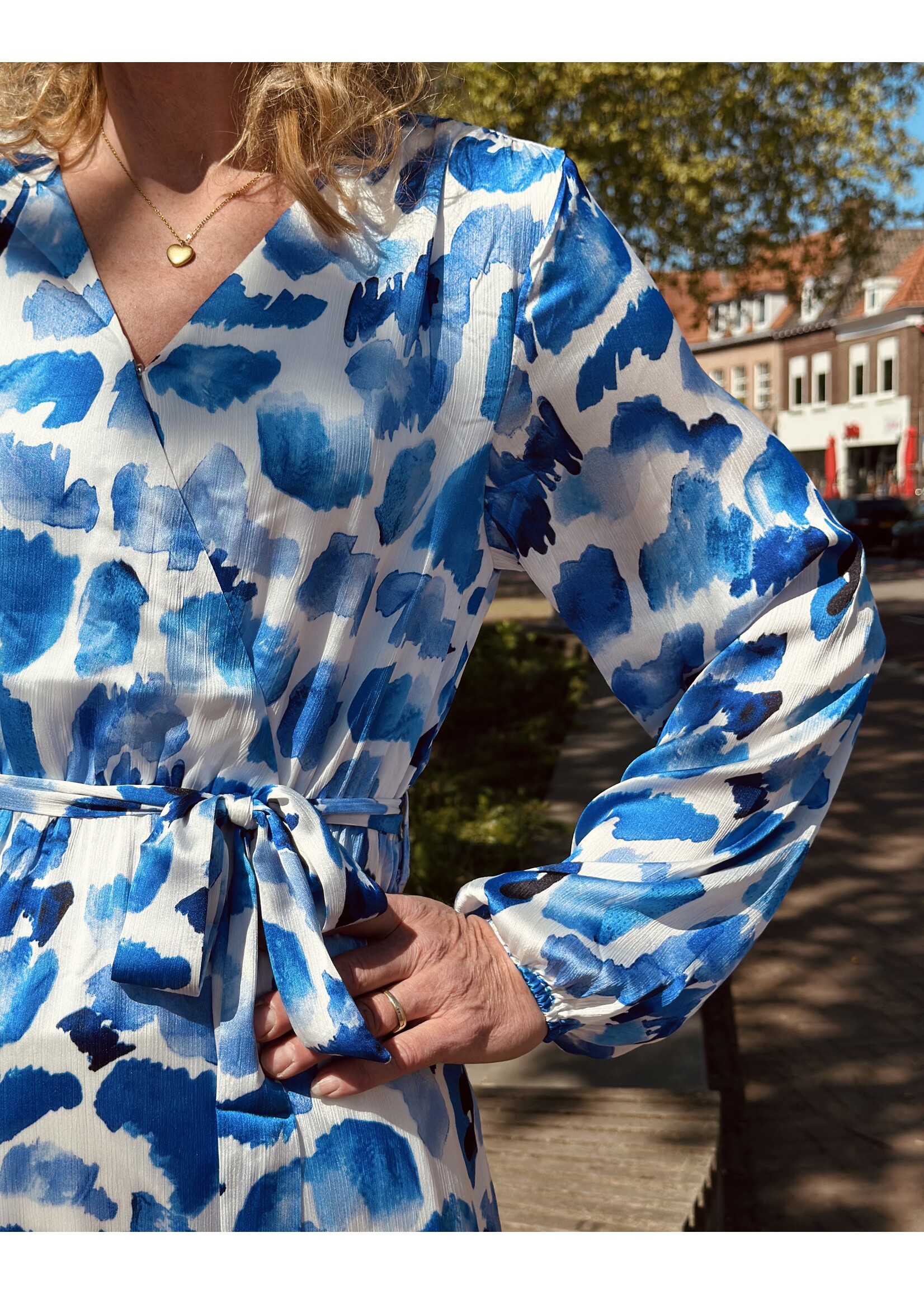 Smashed Lemon Smashed Lemon Rozemarie long dress blue/ white