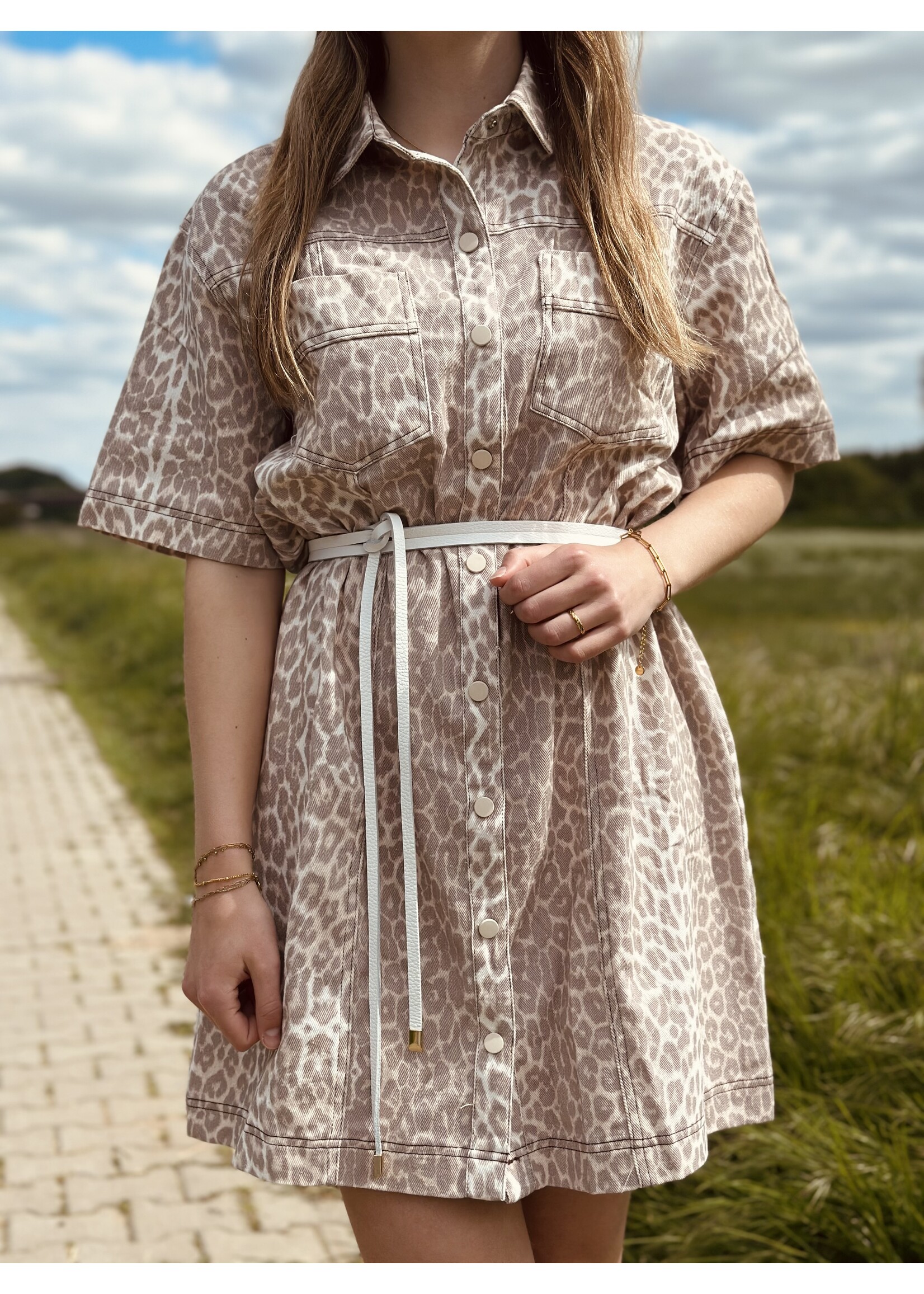 Annebeth dress denim panter print One Size