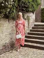 Larissa dress long flower print beige/red