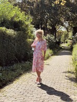 Rena long dress print red/pink