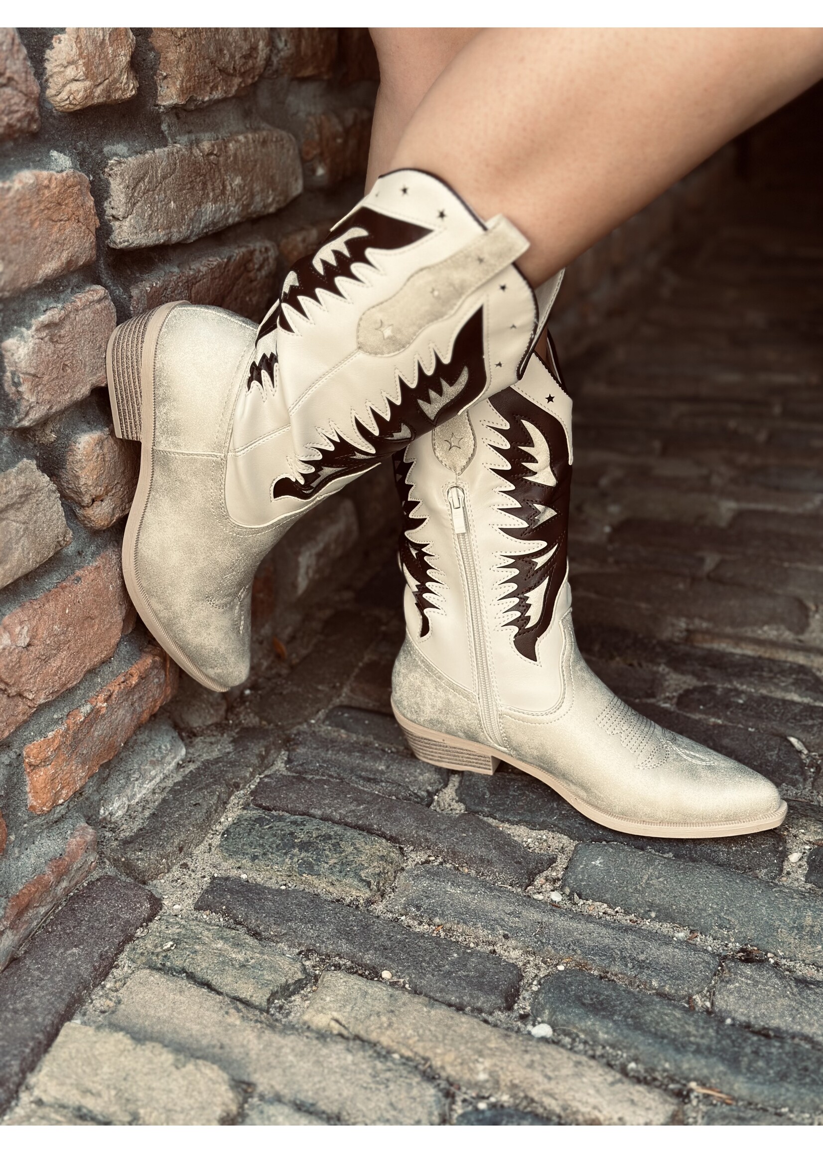 Garby cowboy boots leatherlook beige/brown