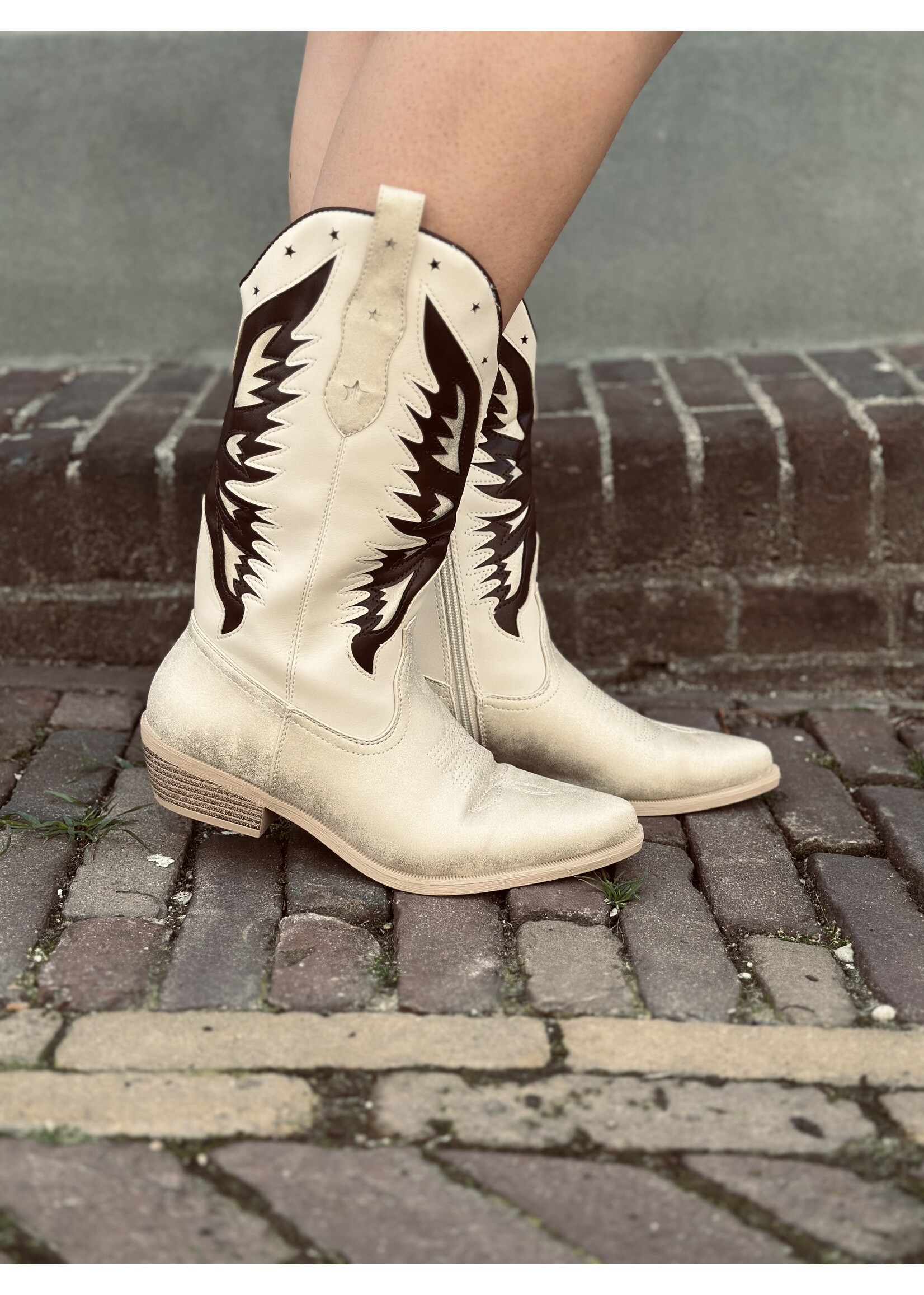 Garby cowboy boots leatherlook beige/brown