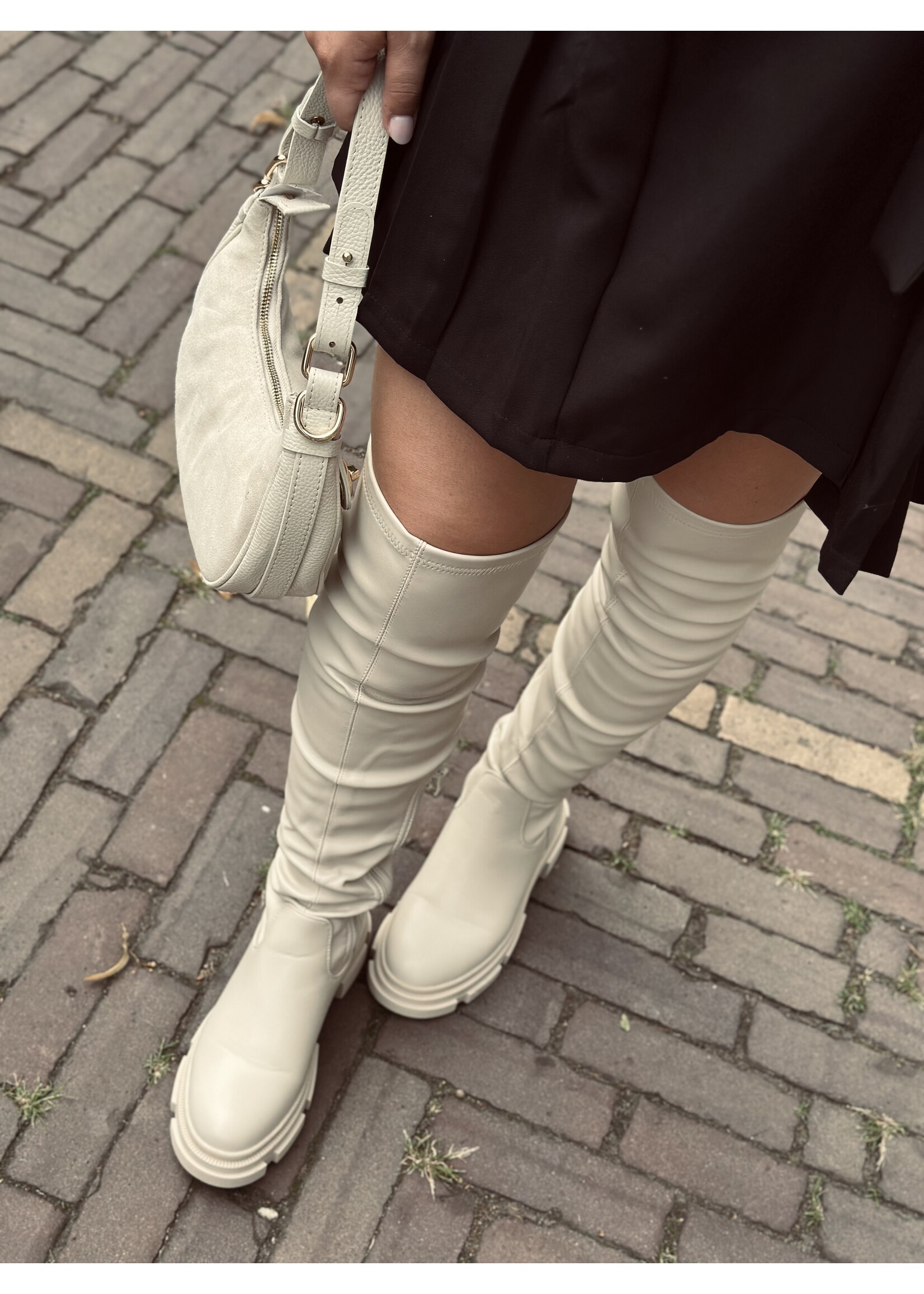 Romee overknee boots leather look beige
