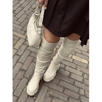 Romee overknee boots leather look beige