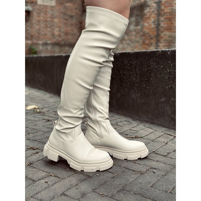 Romee overknee boots leather look beige
