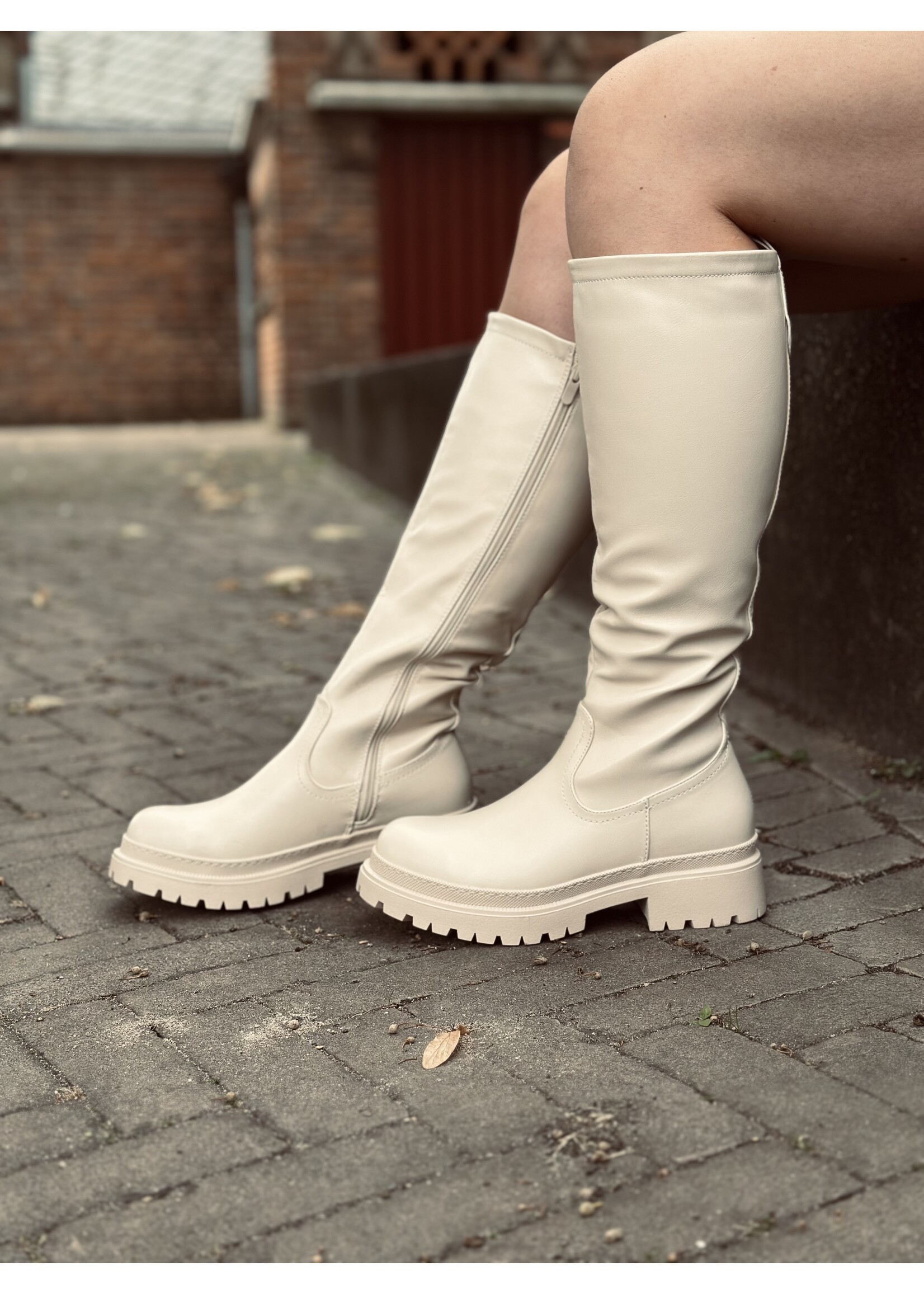 Naomi high boots leather look beige