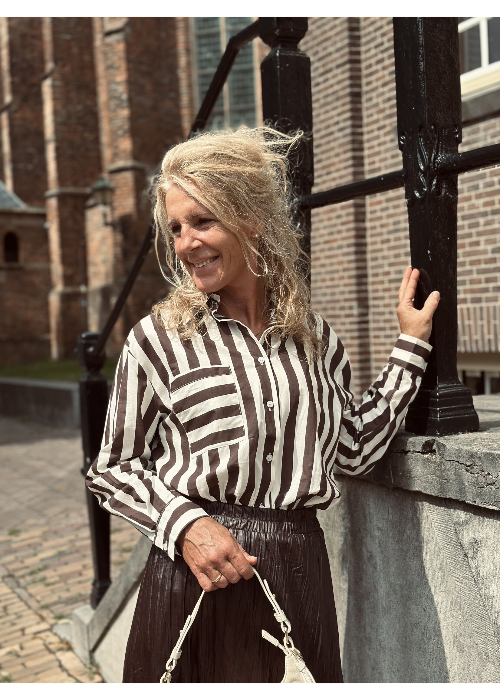 Selena blouse ecru/brown print