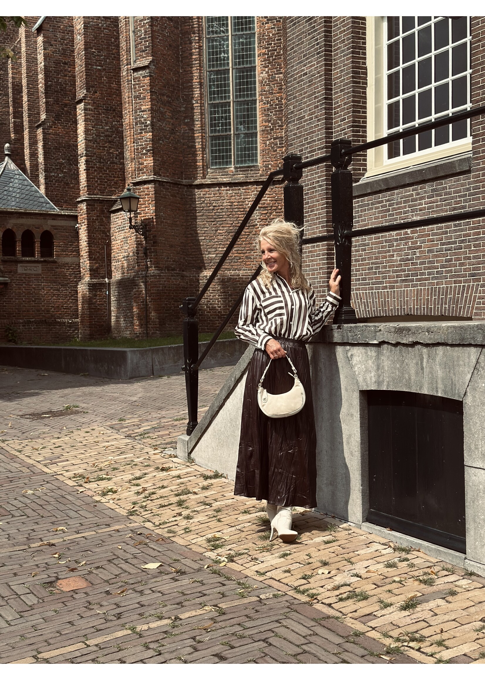 Selena blouse ecru/brown print